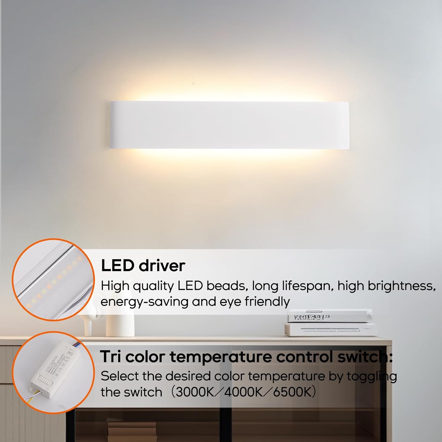 Fupe Applique da Parete Interno LED Dimmerabile 24W (2 Pezzi) - immagine 2