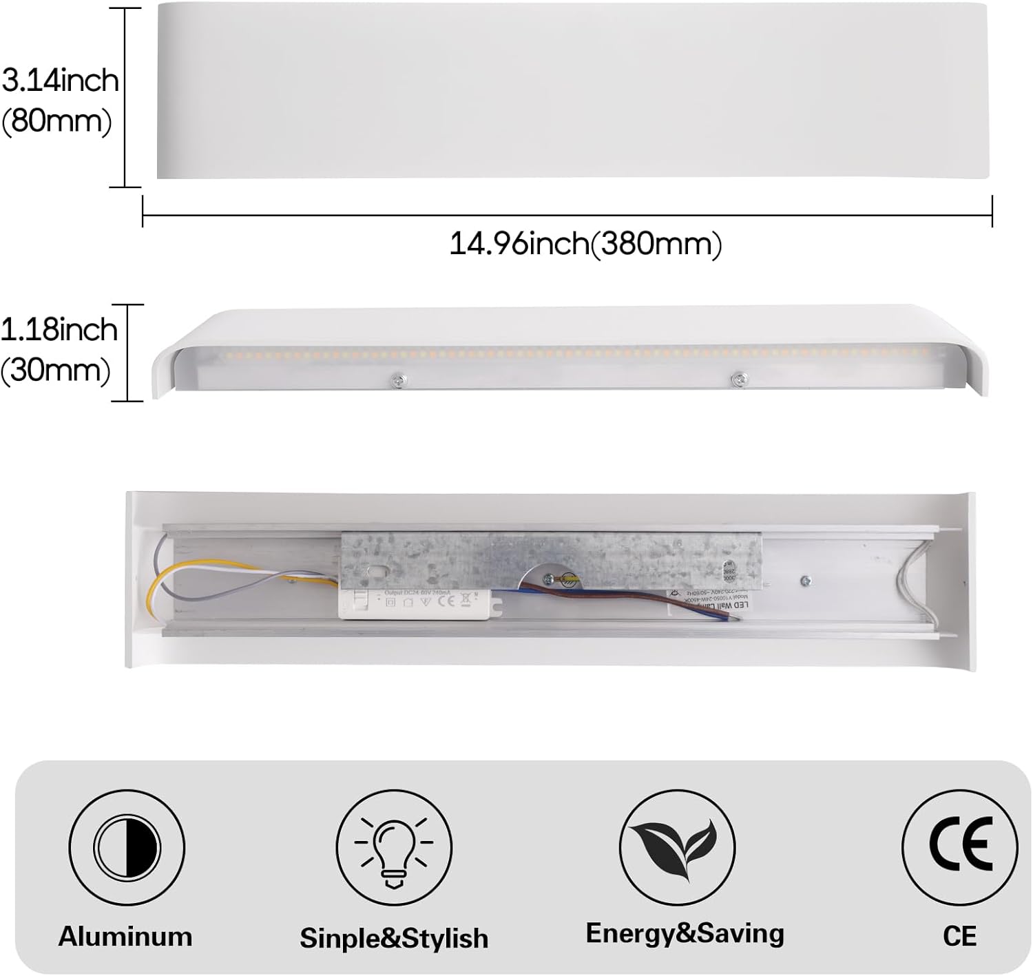 Fupe Applique da Parete Interno LED Dimmerabile 24W (2 Pezzi) - immagine 4