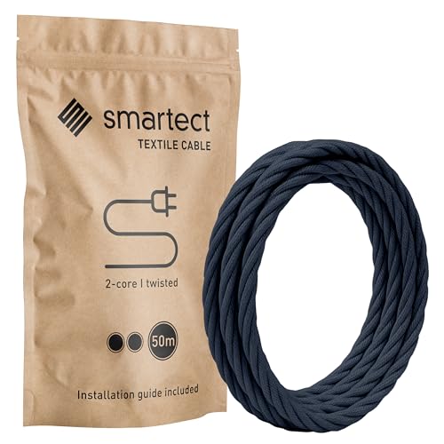 Smartect Cavo Elettrico Tessile Intrecciato Antracite 50m