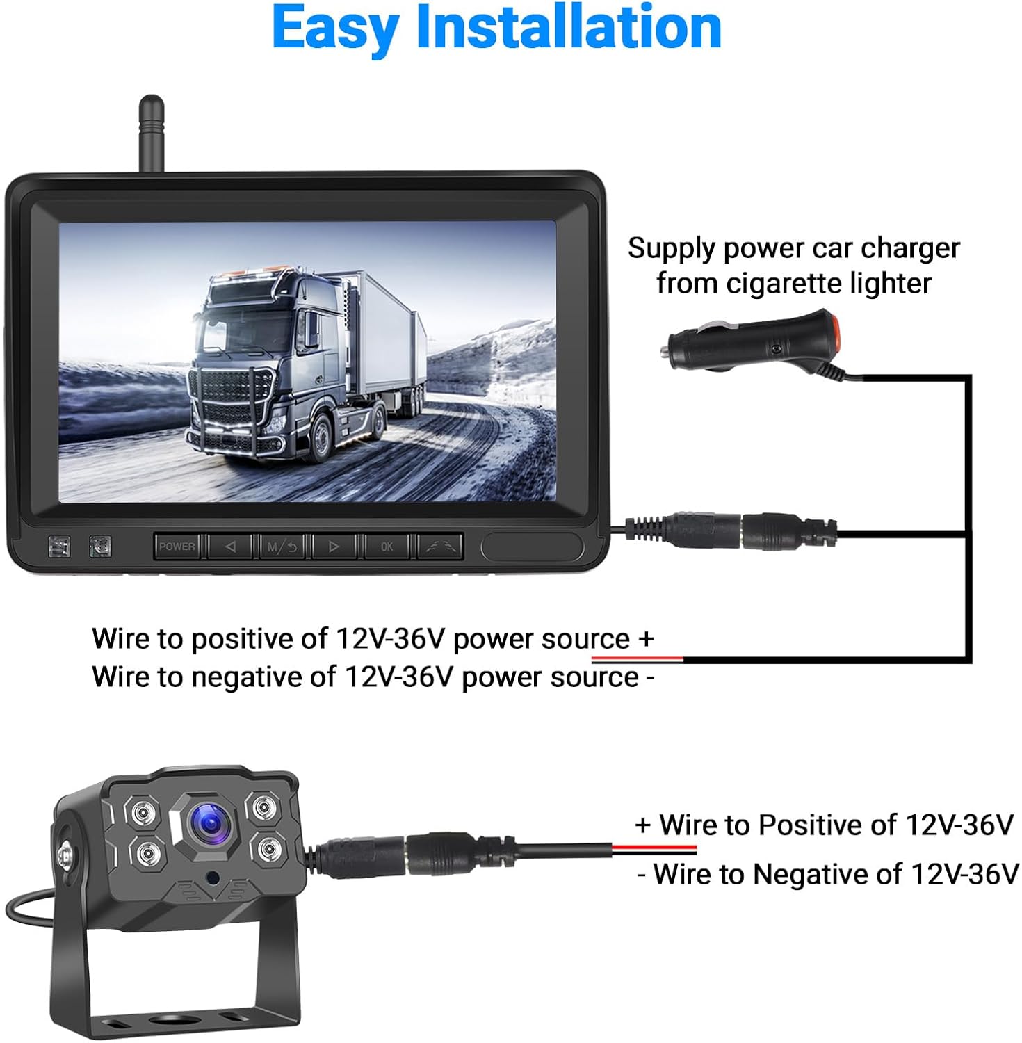 Hikity Kit Retromarcia Auto Wireless HD 1080P con Telecamera IP68 - immagine 7