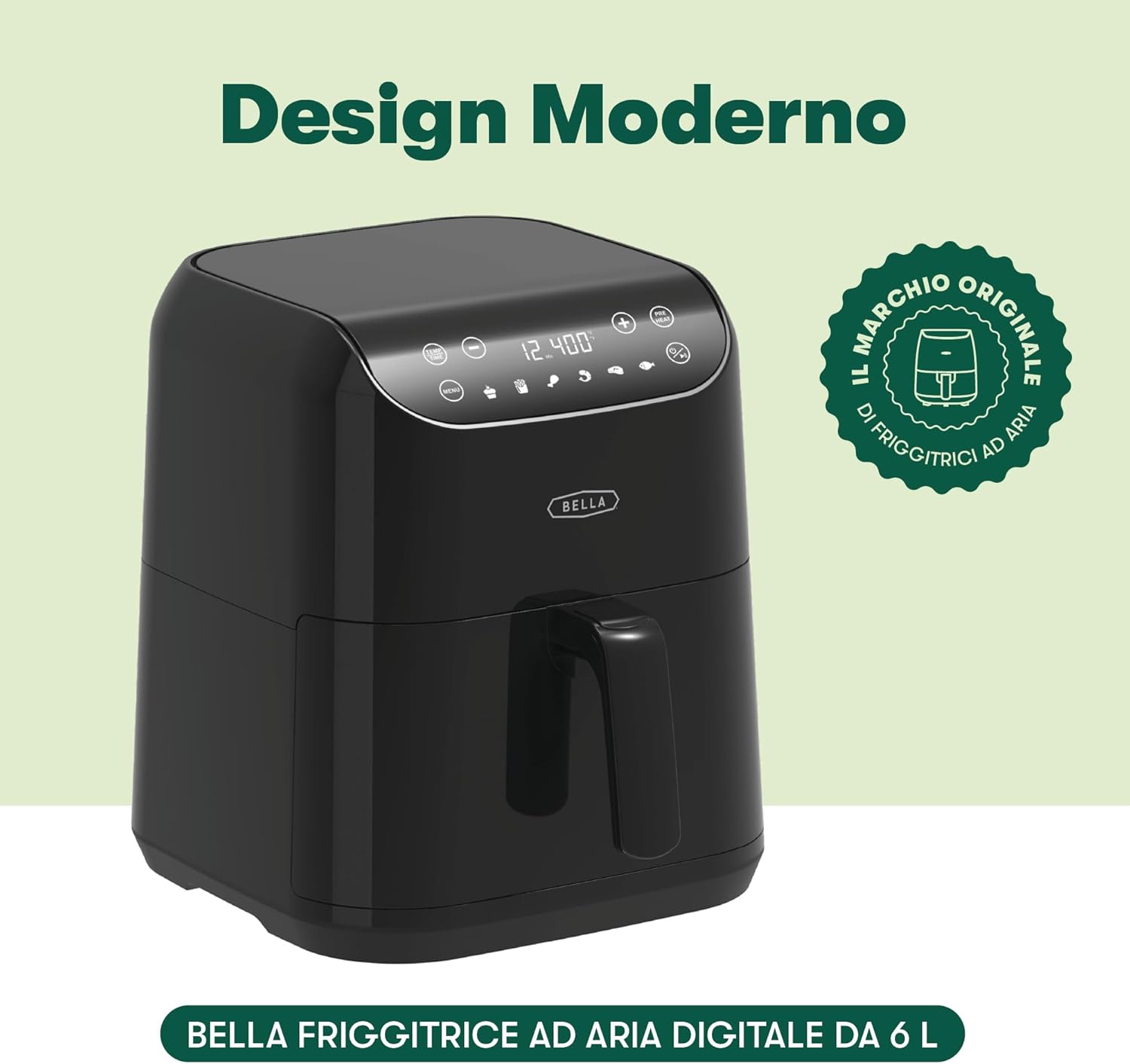 BELLA Friggitrice ad Aria Digitale 6 Litri, Nera - immagine 2