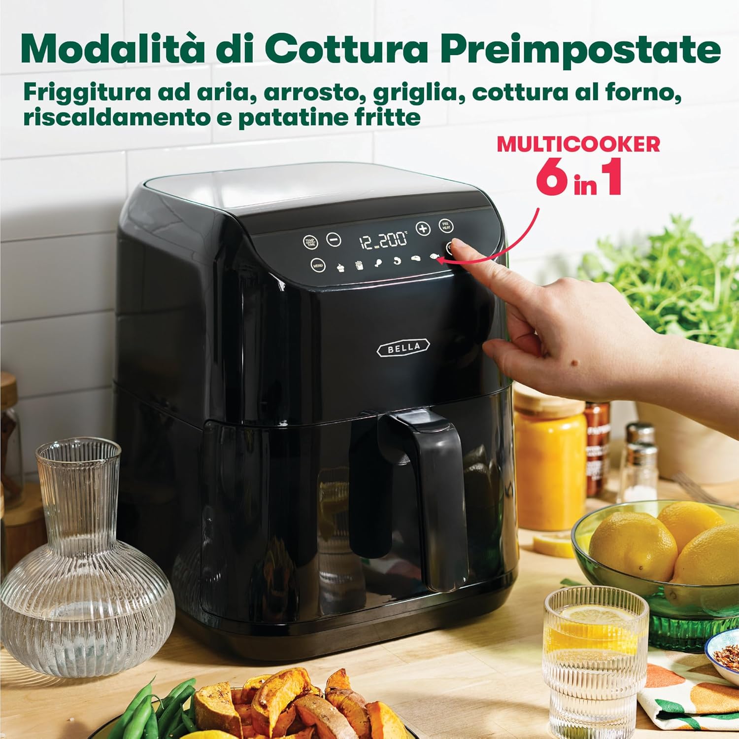 BELLA Friggitrice ad Aria Digitale 6 Litri, Nera - immagine 4