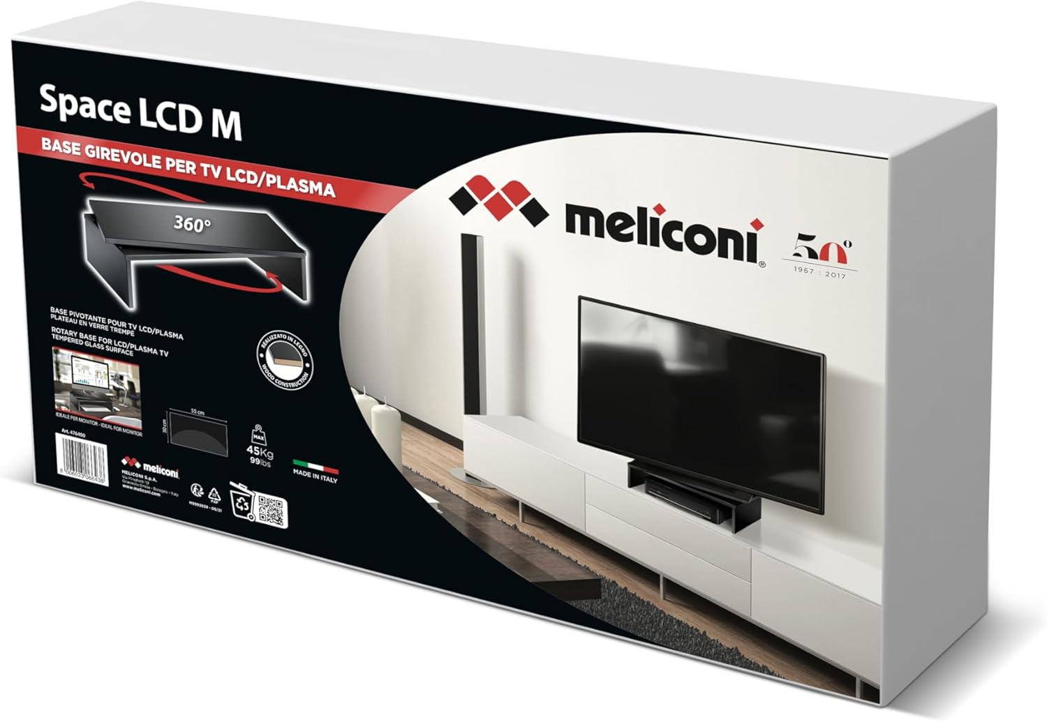 Meliconi Space LCD M Girevole per TV e Monitor PC, Nero - immagine 4