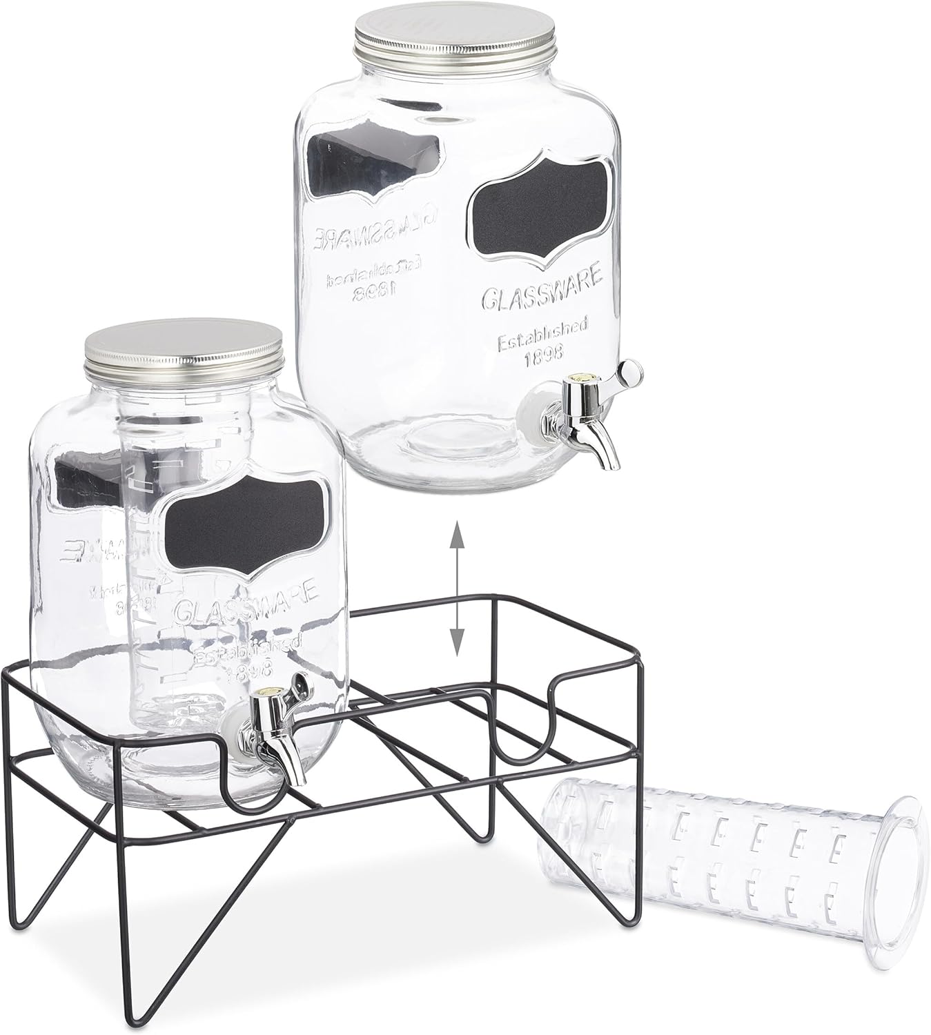 Relaxdays Dispenser in Vetro per Bevande, Set da 2 - immagine 5