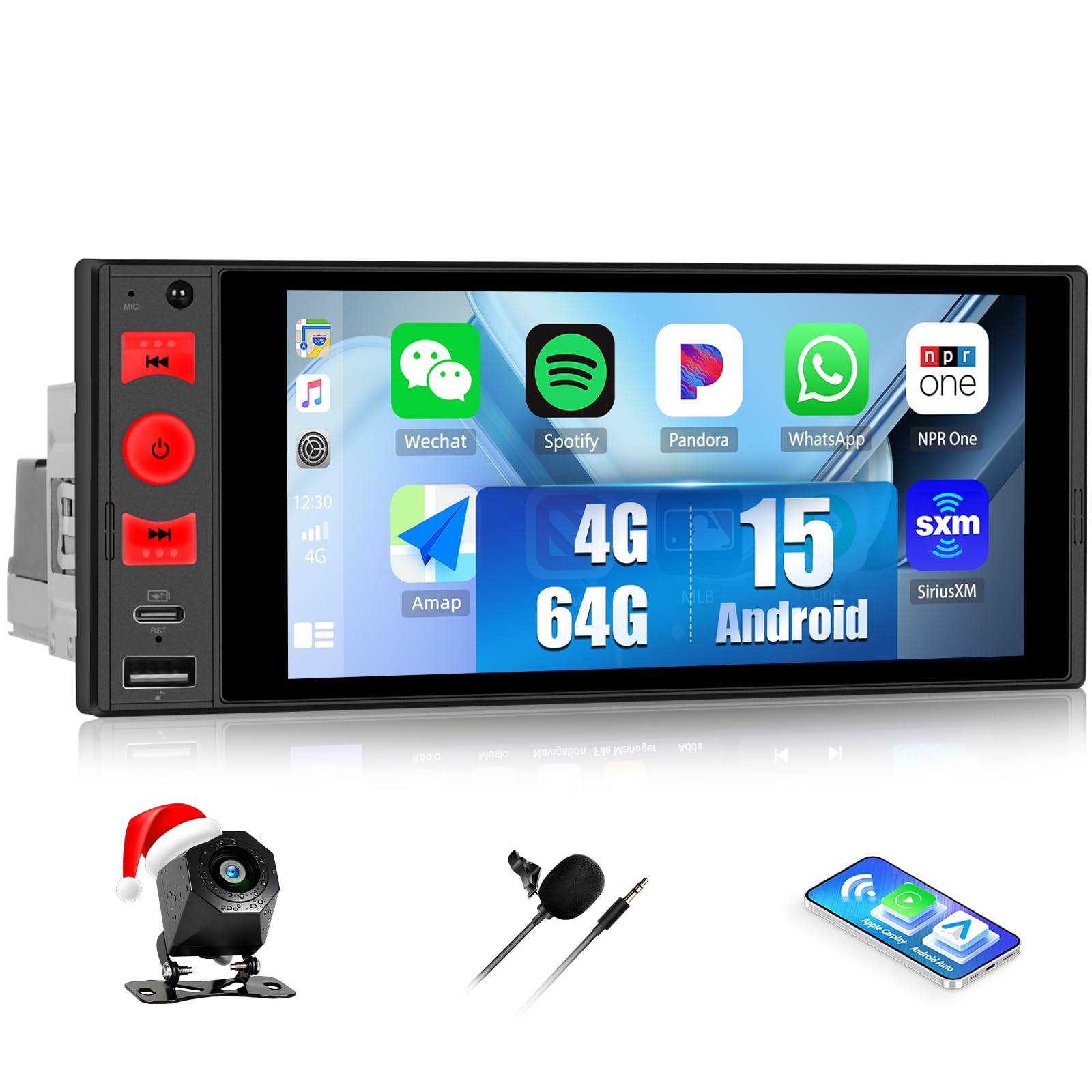 Camecho Autoradio 1 DIN Android 15 Wireless Carplay