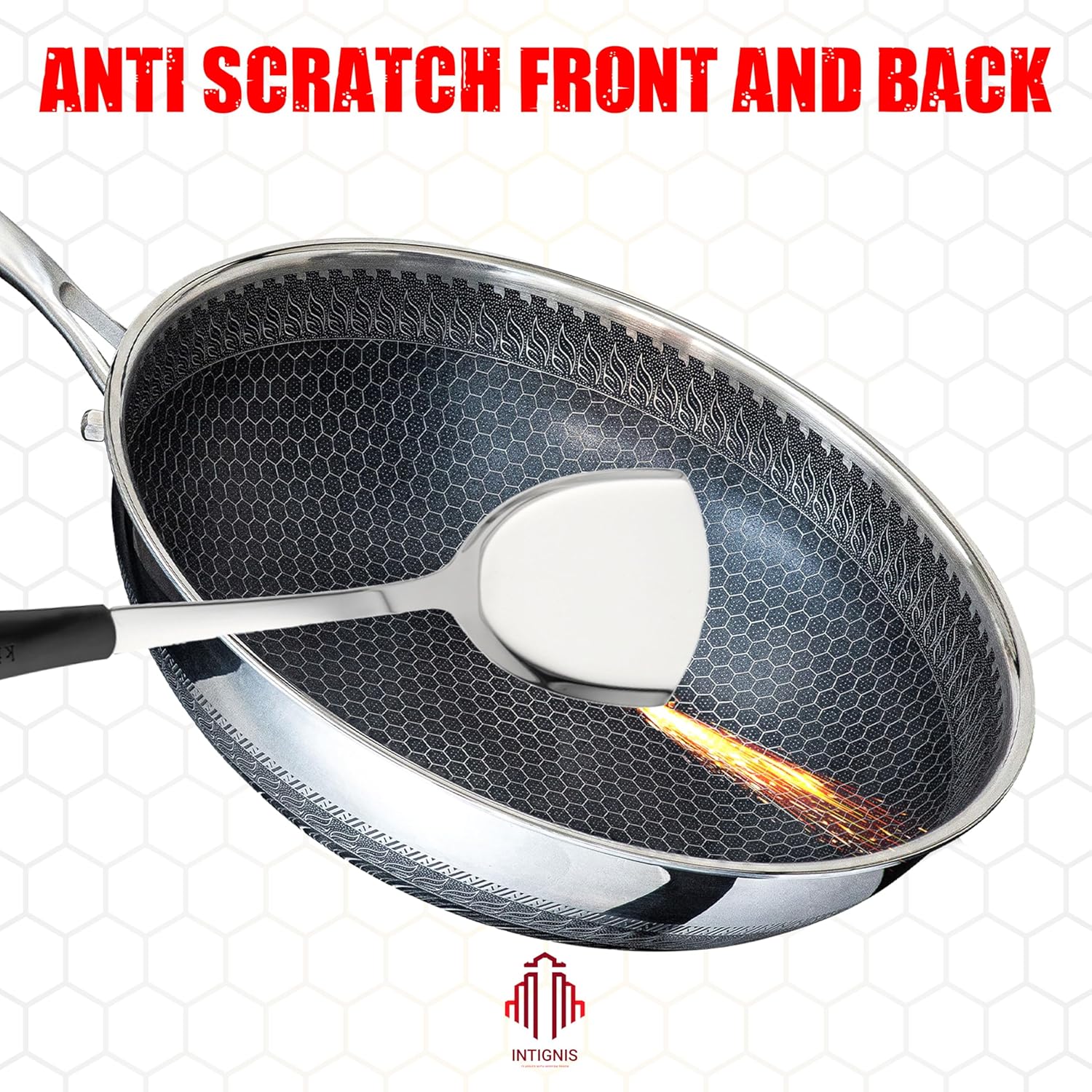 Intignis® Wok 30 cm con Coperchio, Antigraffio - immagine 5