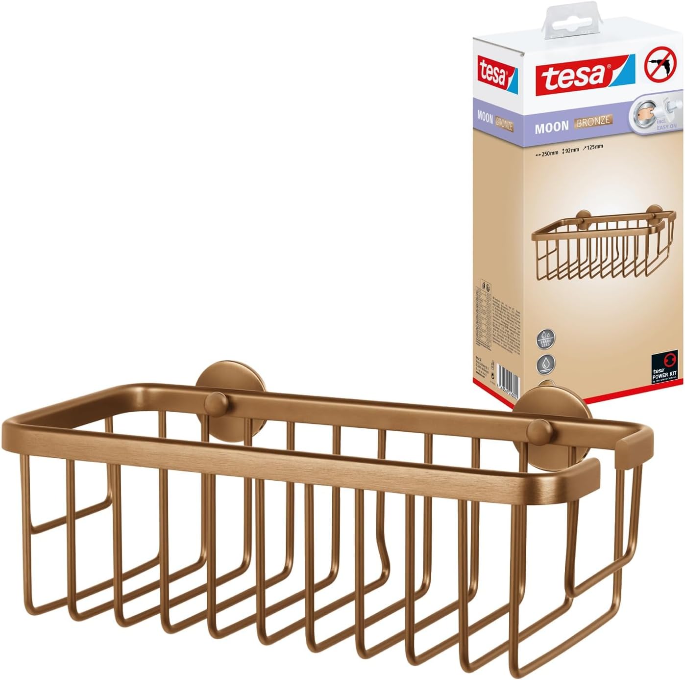 Tesa MOON Mensola Doccia Autoadesiva Bronzo Spazzolato - immagine 1