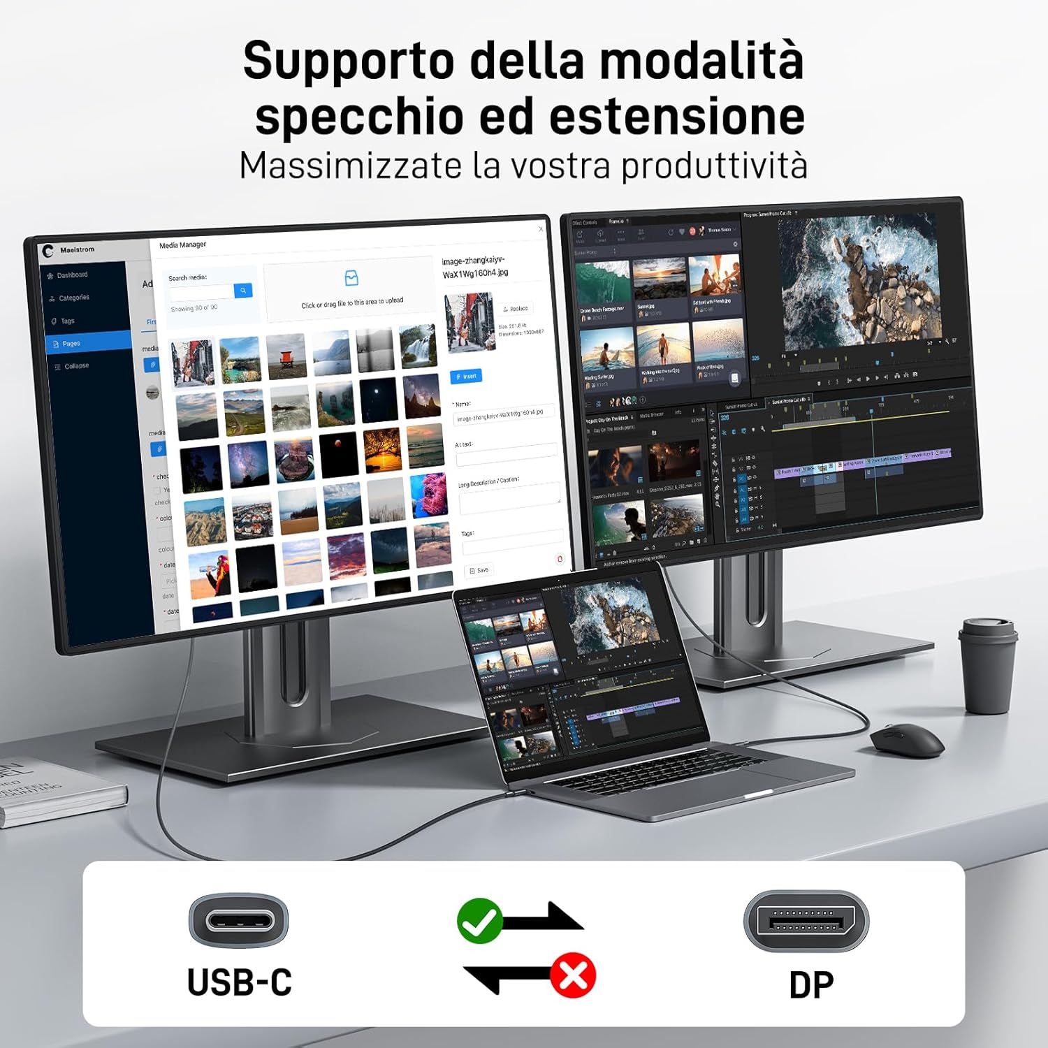 Acer Cavo USB C a DisplayPort 4K@60Hz 2M - immagine 4