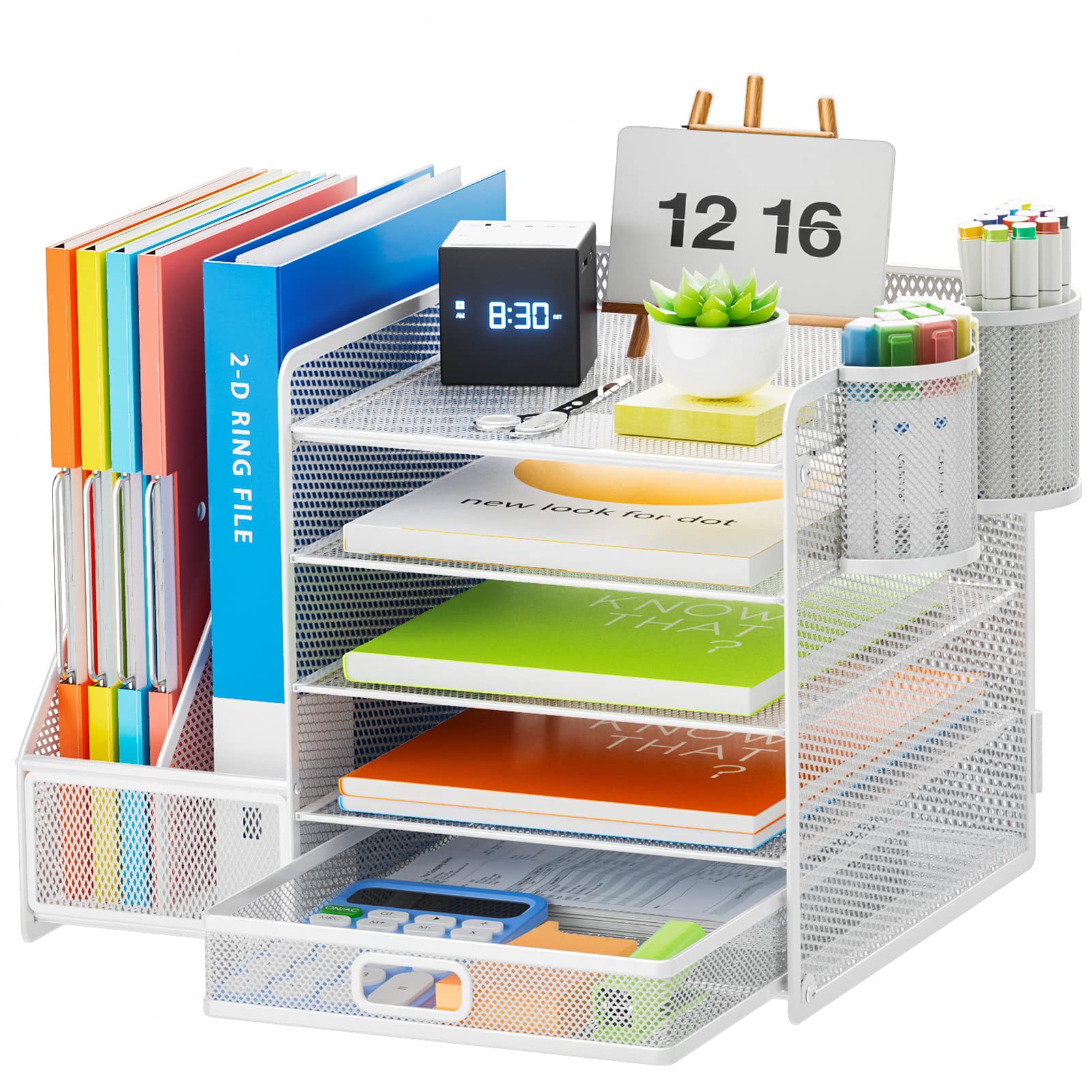 Marbrasse Organizer Scrivania 5 Comparti, Bianco