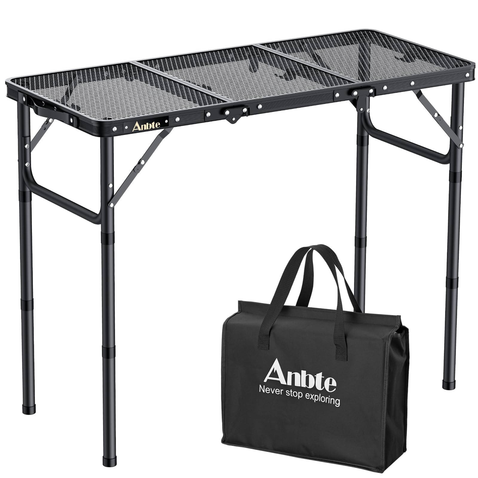 Anbte Tavolo Pieghevole Campeggio 88x40x70cm, Nero