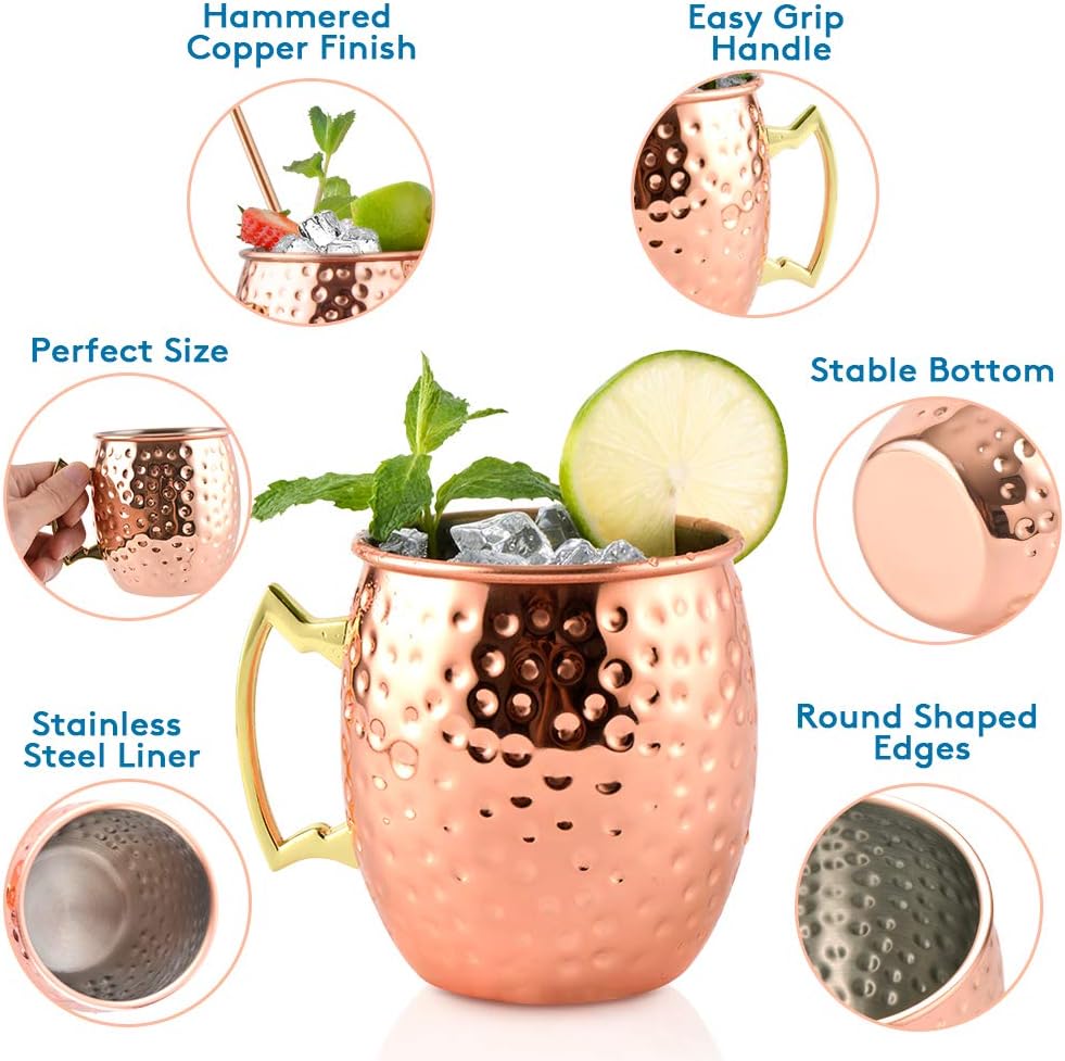 Set 4 Tazze Rame Moscow Mule 530ml Double Wall - immagine 2