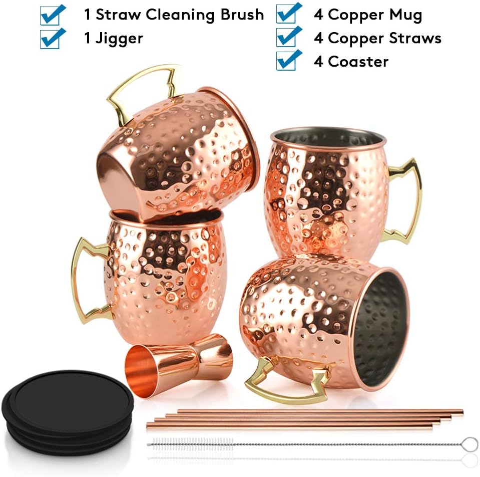 Set 4 Tazze Rame Moscow Mule 530ml Double Wall - immagine 5