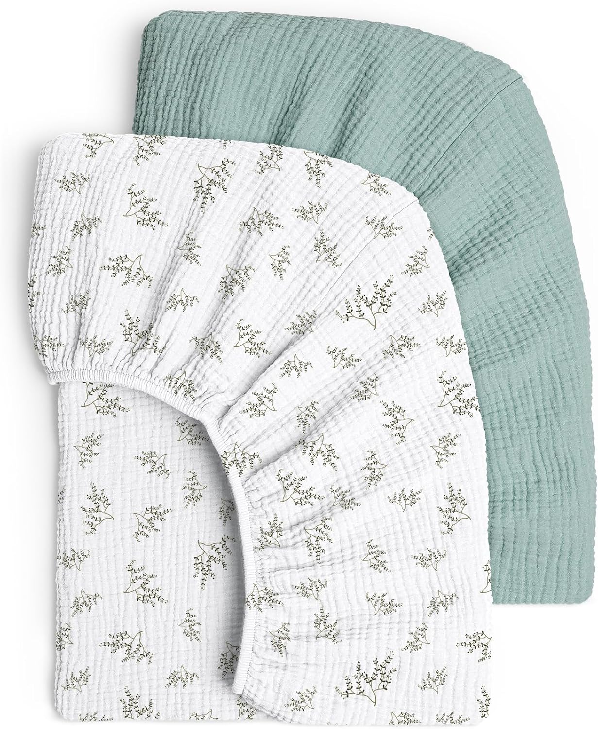 Set 2 Lenzuola con Angoli in Mussola di Cotone - Albero Verde - immagine 1