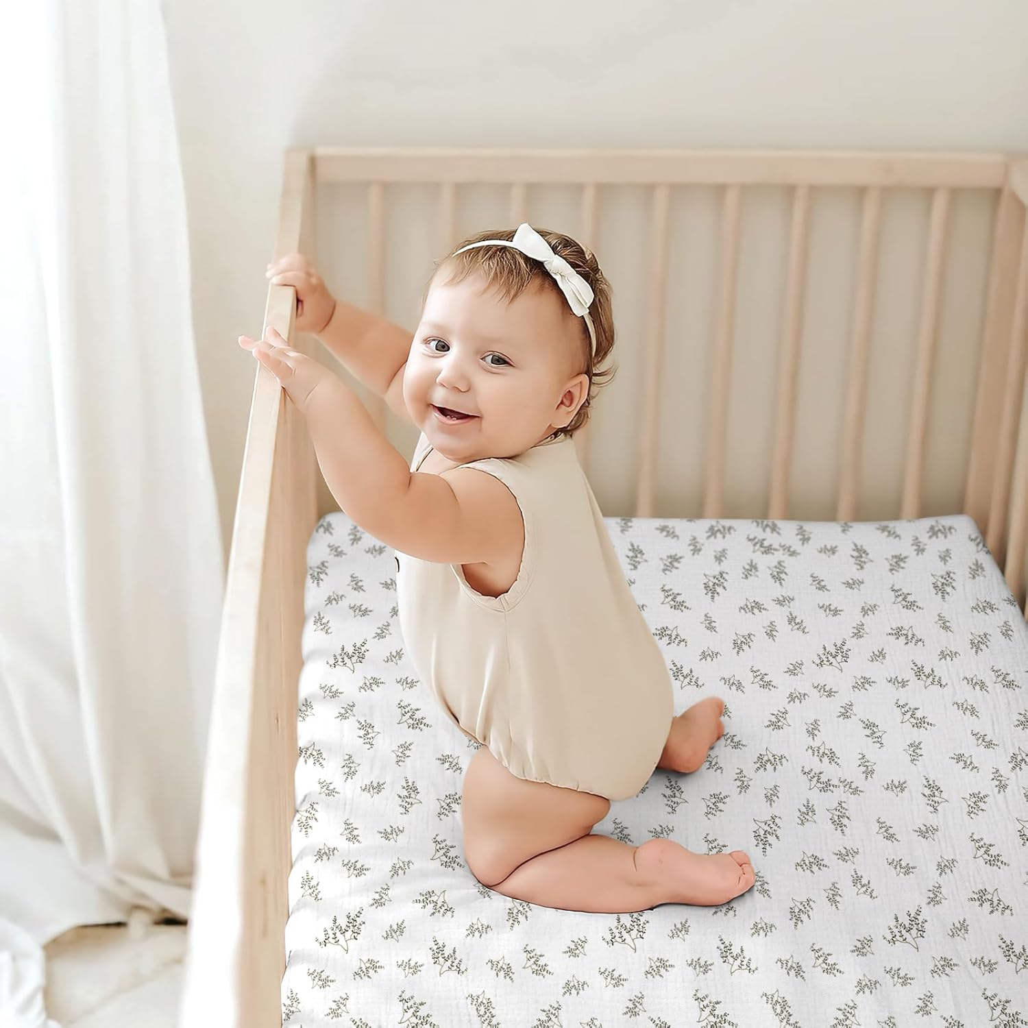 Set 2 Lenzuola con Angoli in Mussola di Cotone - Albero Verde - immagine 3