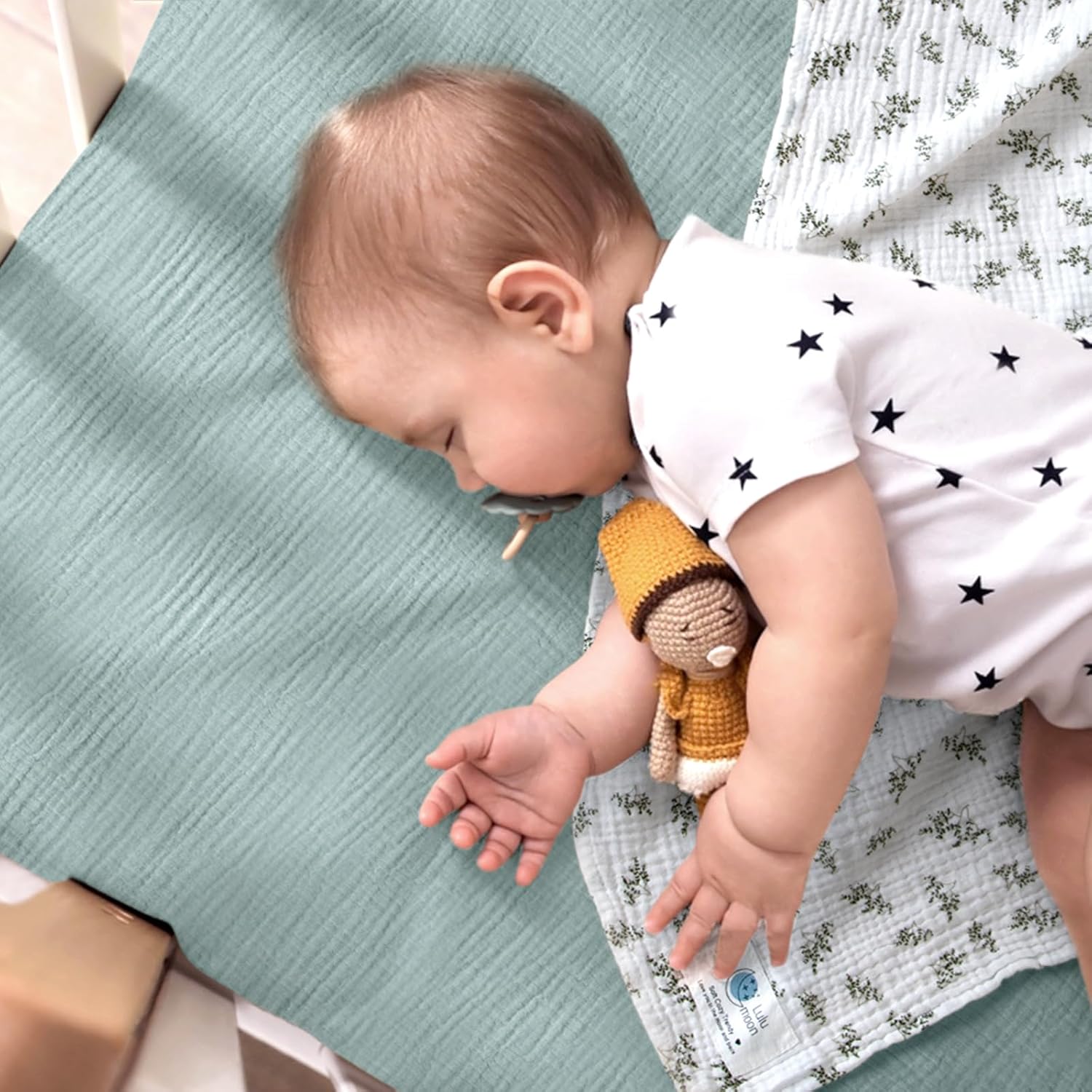 Set 2 Lenzuola con Angoli in Mussola di Cotone - Albero Verde - immagine 4