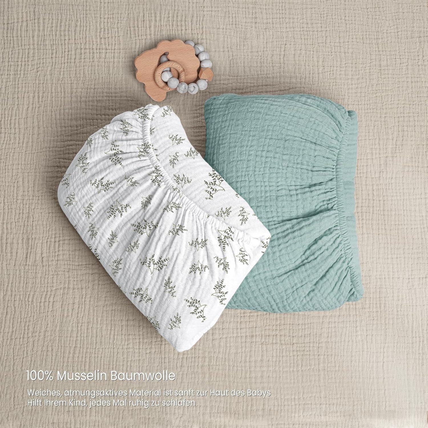 Set 2 Lenzuola con Angoli in Mussola di Cotone - Albero Verde - immagine 5