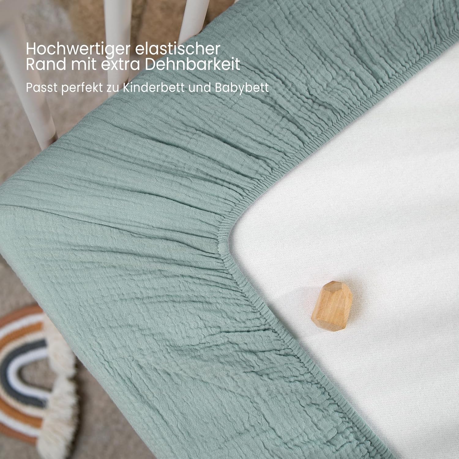 Set 2 Lenzuola con Angoli in Mussola di Cotone - Albero Verde - immagine 6