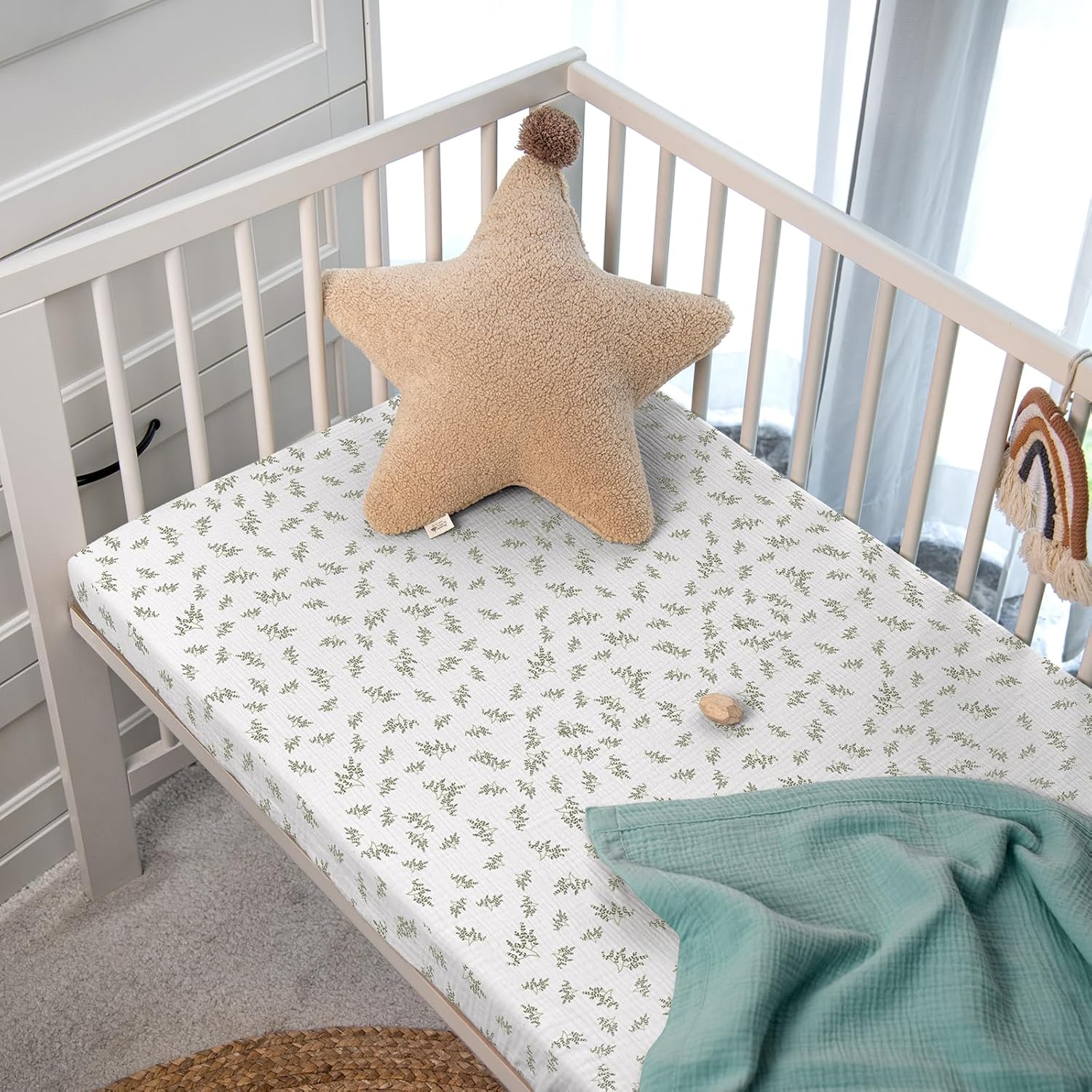 Set 2 Lenzuola con Angoli in Mussola di Cotone - Albero Verde - immagine 7