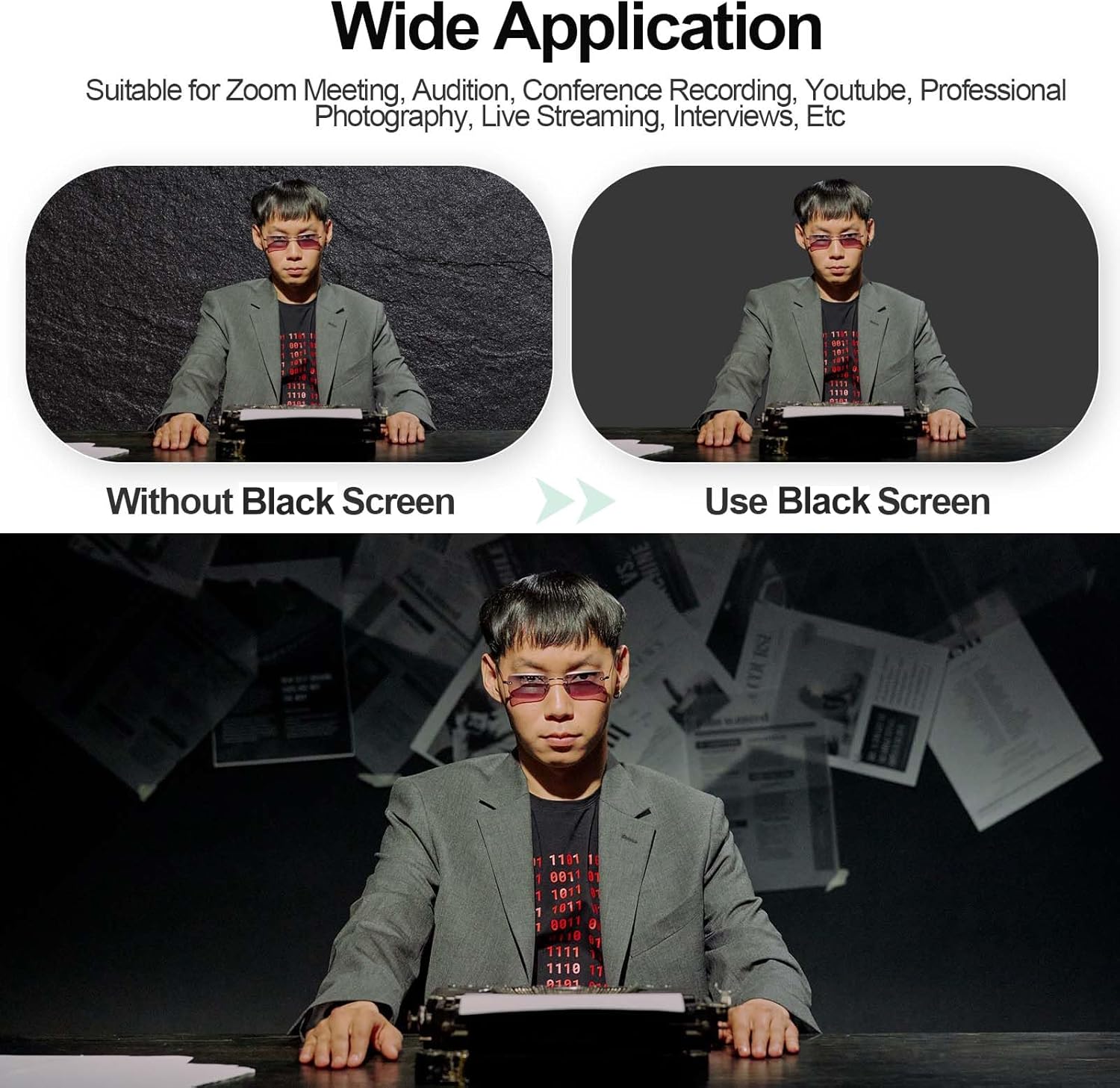 Emart Sfondo Nero con Supporto 1,5 x 2,6 m - immagine 3