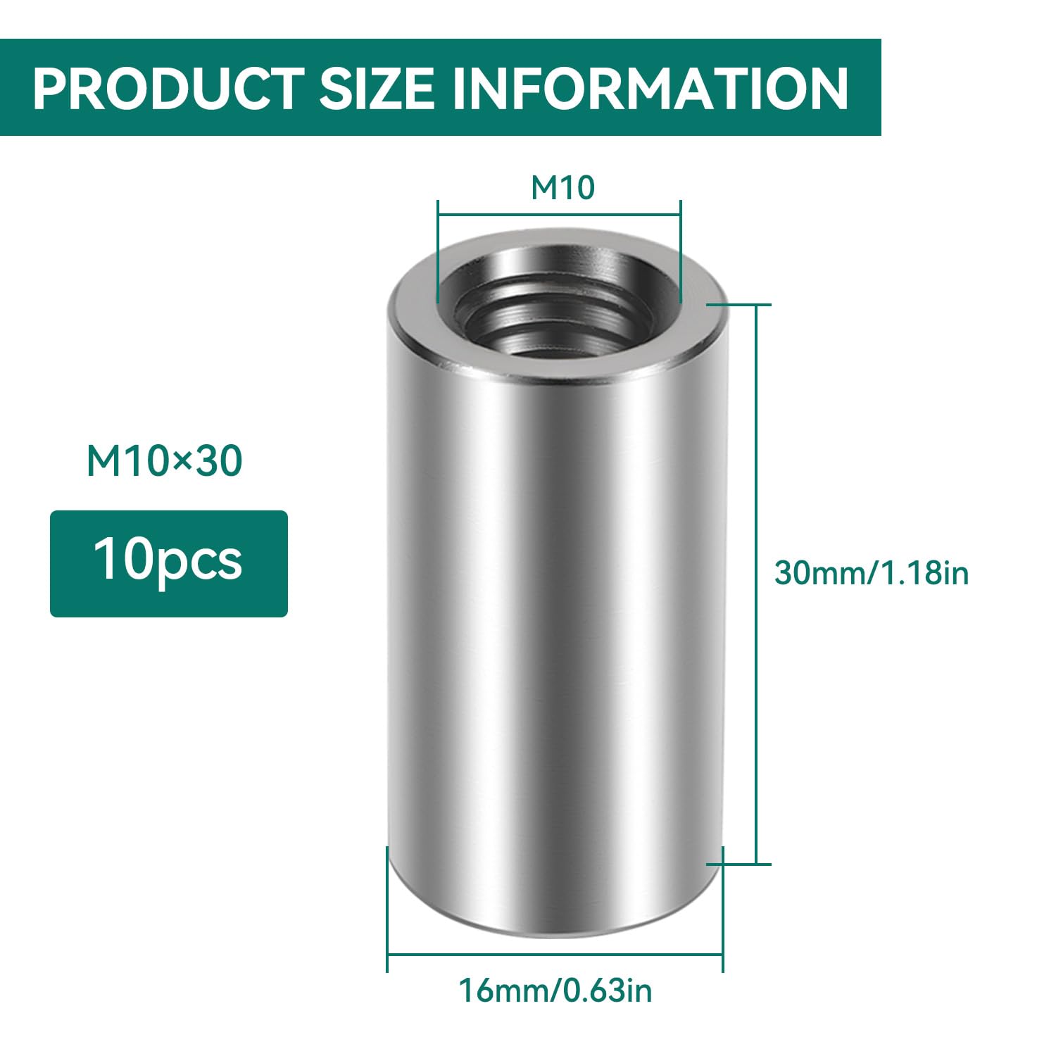 Manicotti Filettati Rotondi M10*30 mm Dadi di Accoppiamento Tondi Dado ...