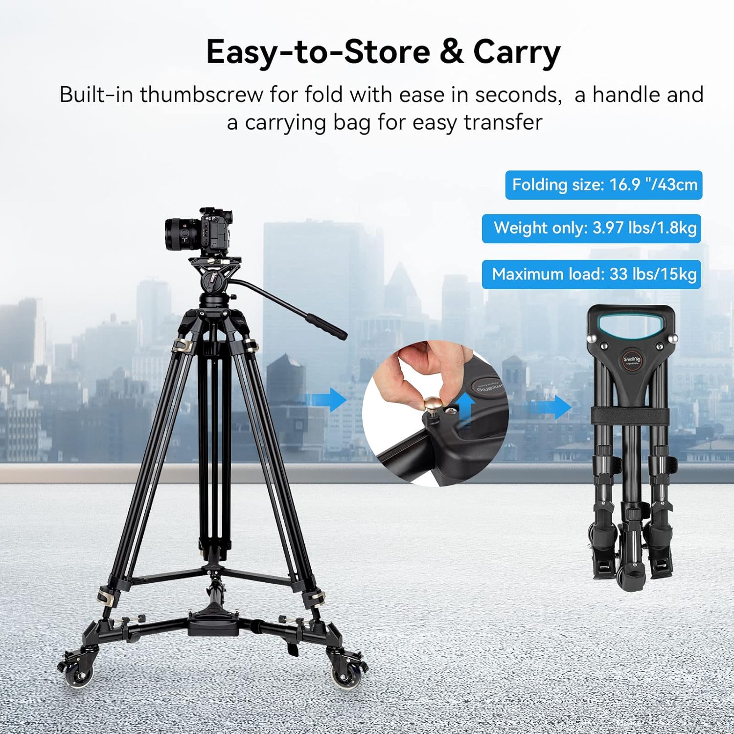 SMALLRIG Universal Tripod Dolly 15kg - immagine 6