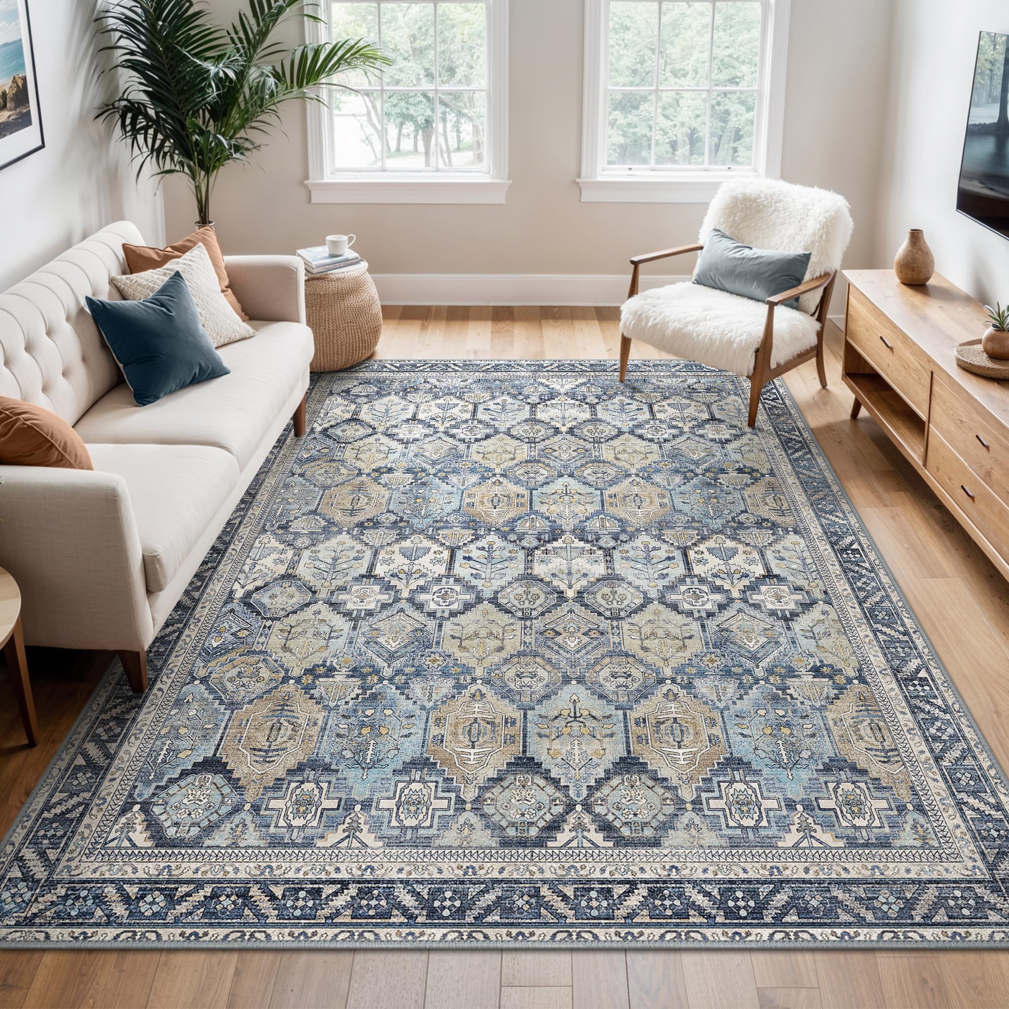 Beimo Tappeto Salotto Vintage Persiano 150x210cm, Blu Navy