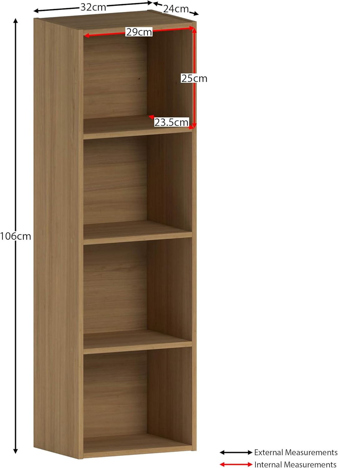 Vida Designs Oxford Cube Libreria, Legno ingegnerizzato, Quercia, 4 Ripiani - immagine 3