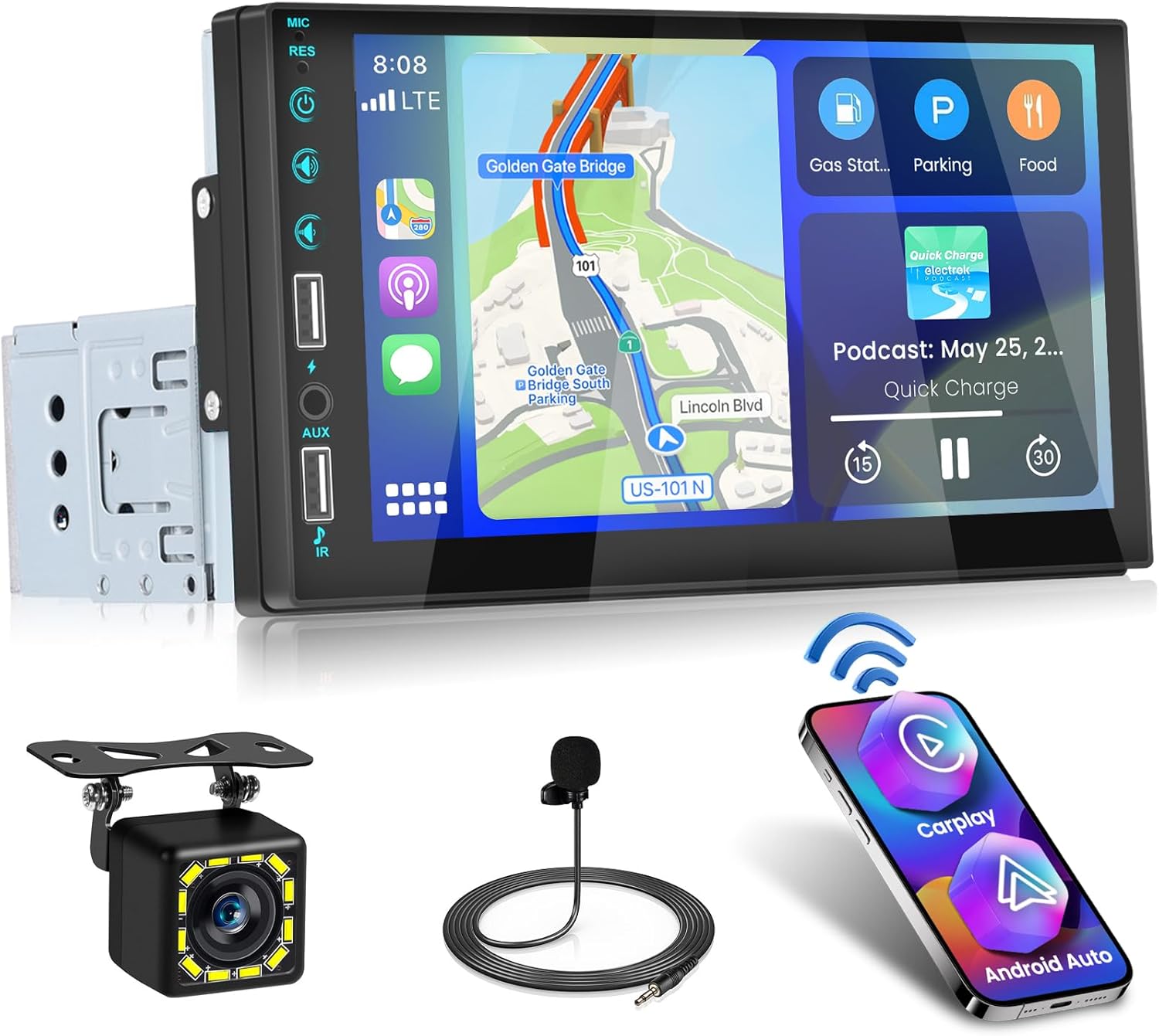 Fuluku Autoradio 1 Din con Carplay Android Auto Wireless - immagine 1