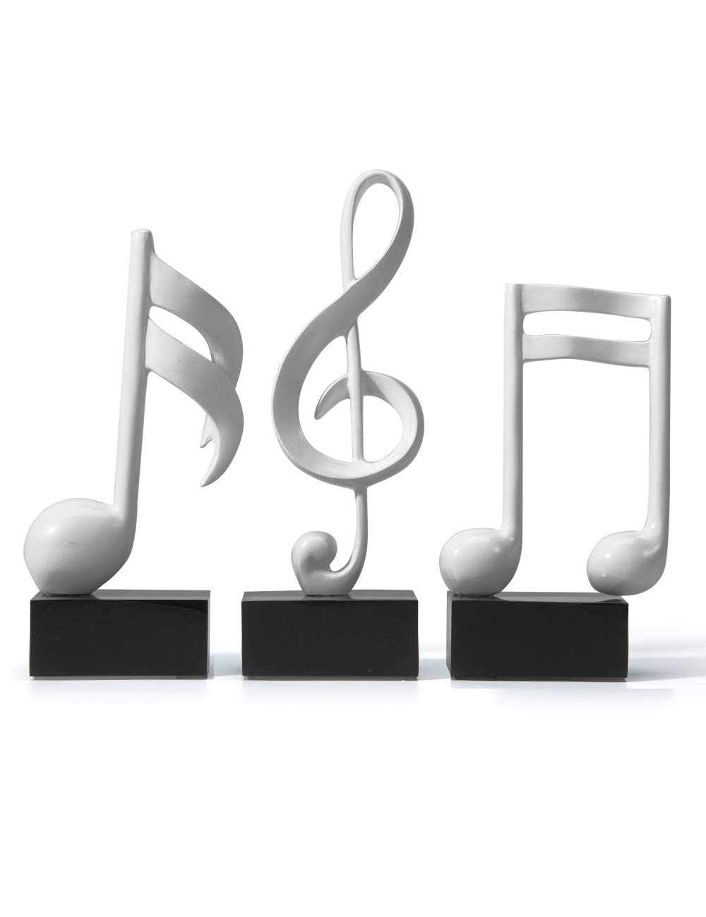 Amoy-Art 3pcs Scultura Musical Note Statua 19cm, Bianca