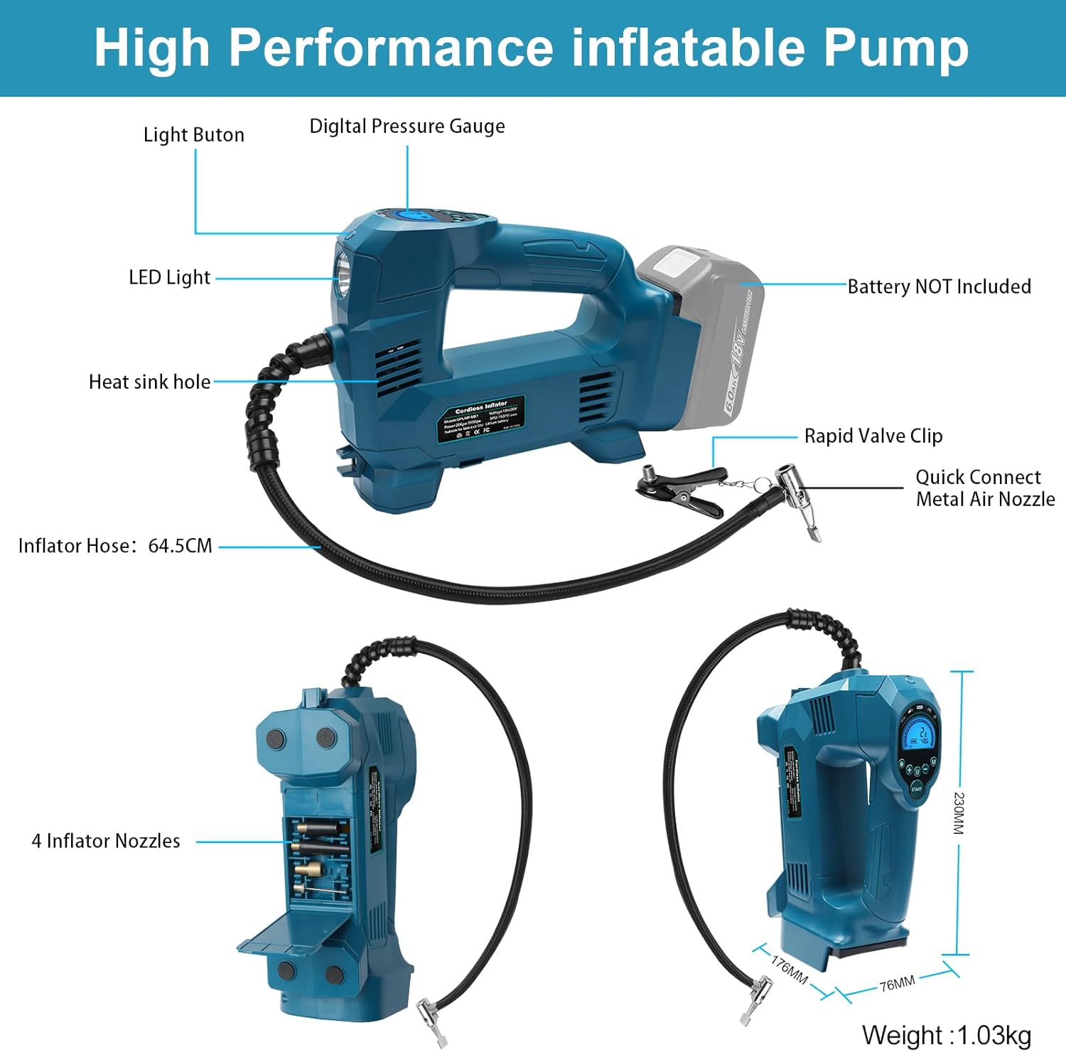 QUPERR Compressore d'Aria Portatile 10,3 bar - immagine 4