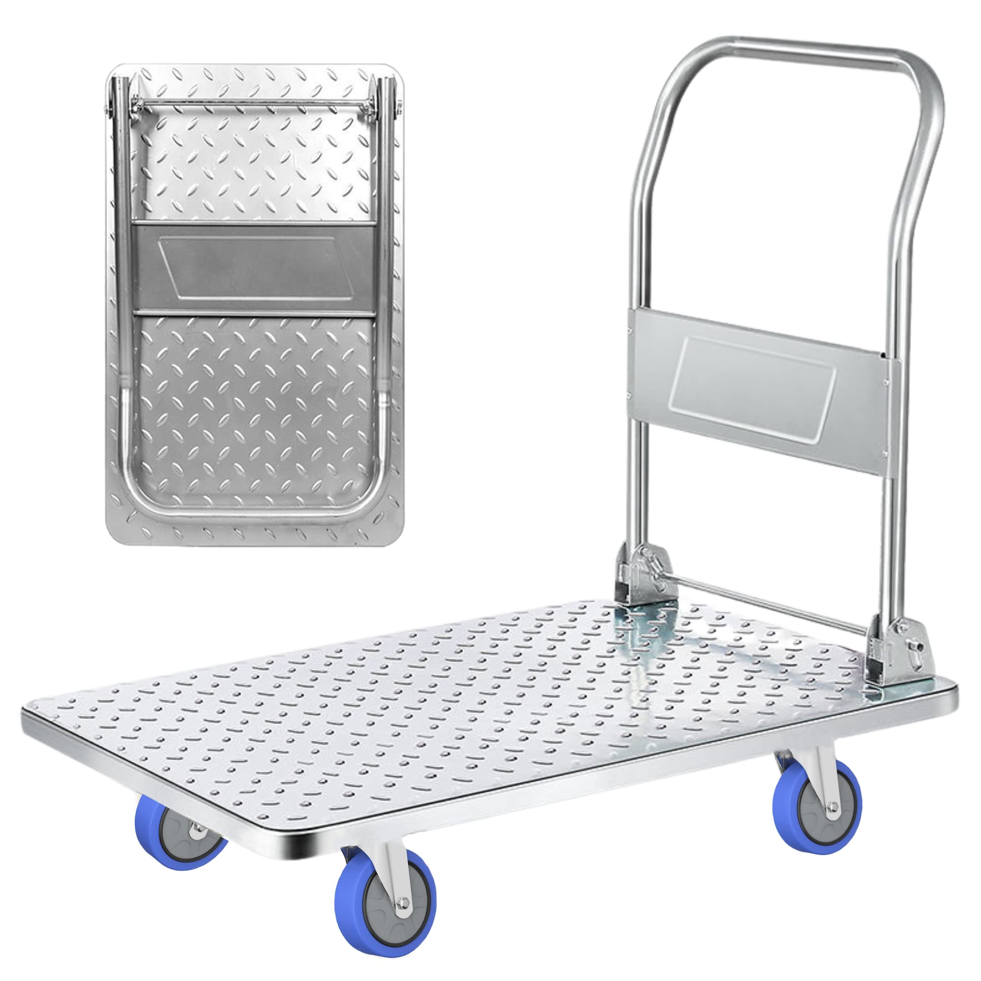 Carrello a Piattaforma Pieghevole 250kg Acciaio Titanio