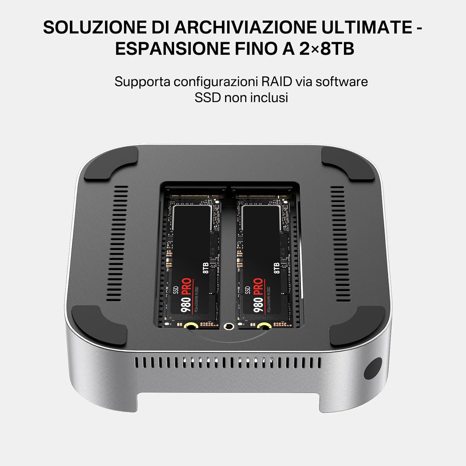 Acasis Mac mini M4 Dock & Stand con Doppio Bay NVMe SSD - immagine 5