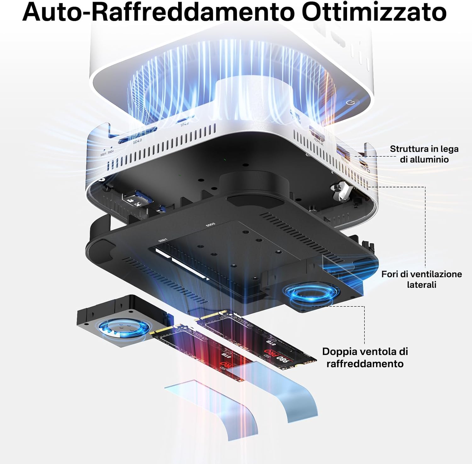 Acasis Mac mini M4 Dock & Stand con Doppio Bay NVMe SSD - immagine 7