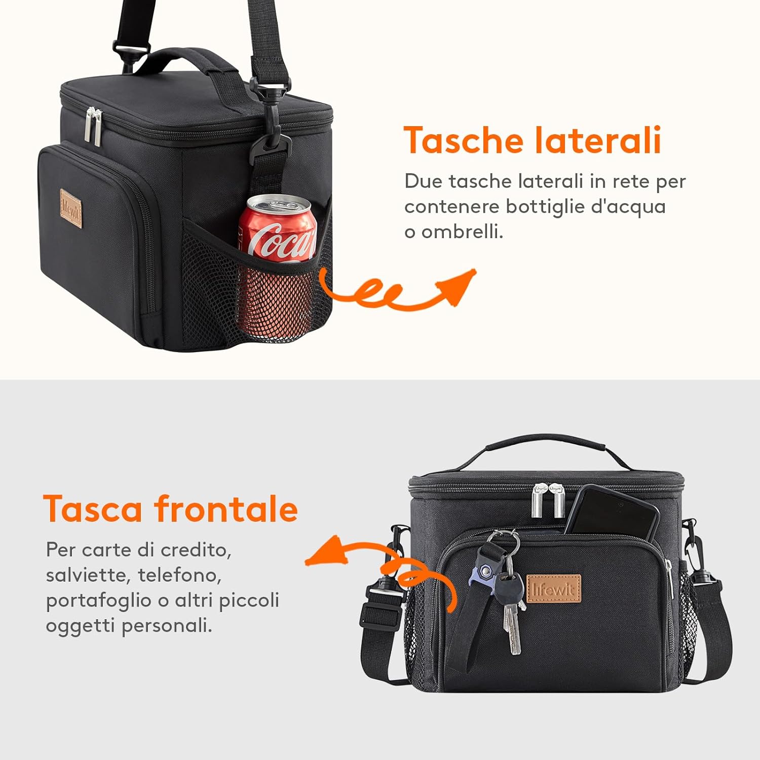 Lifewit Borsa Termica Porta Pranzo 9L, Nero - immagine 5