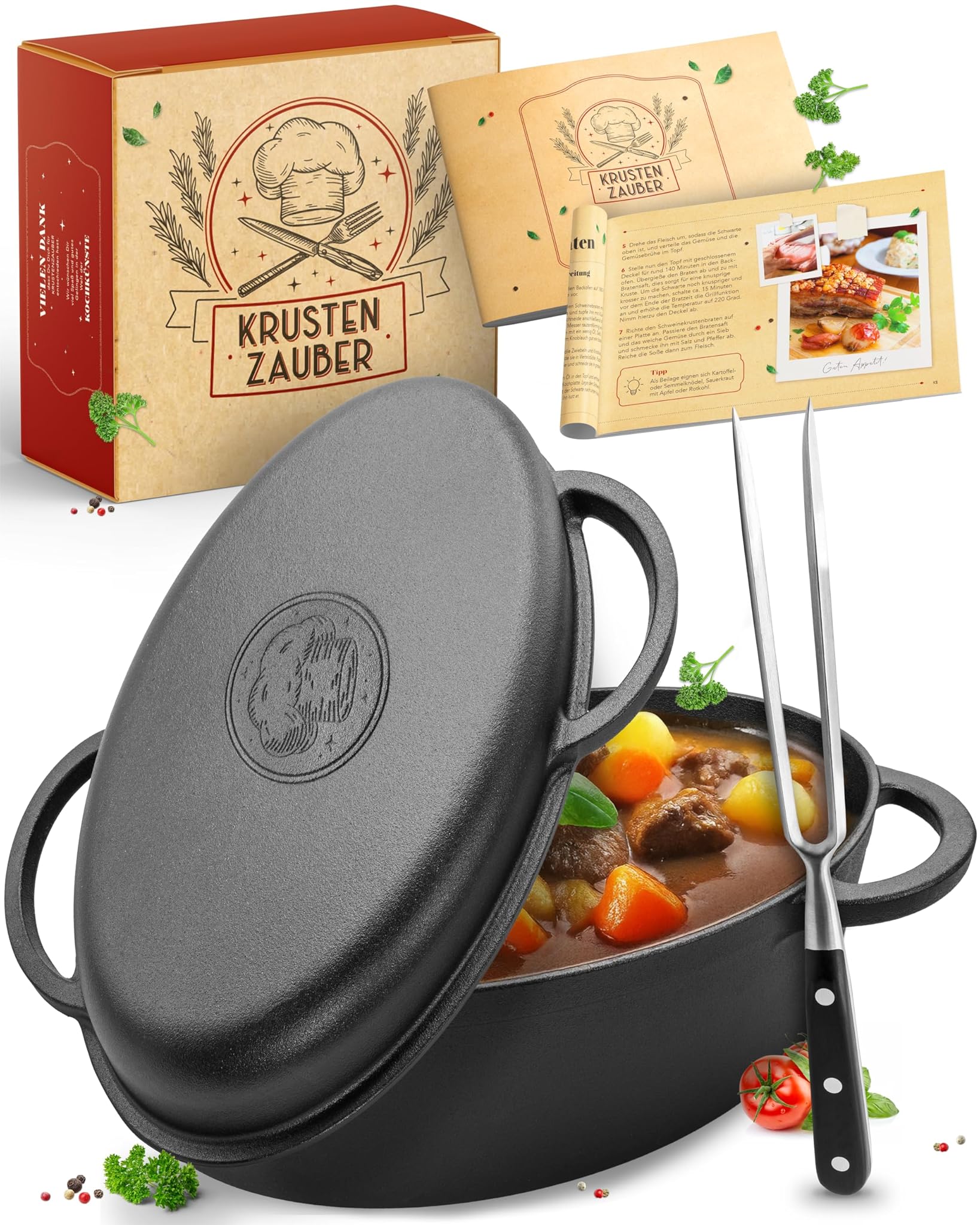 Krustenzauber Casseruola in Ghisa 35 cm con Coperchio