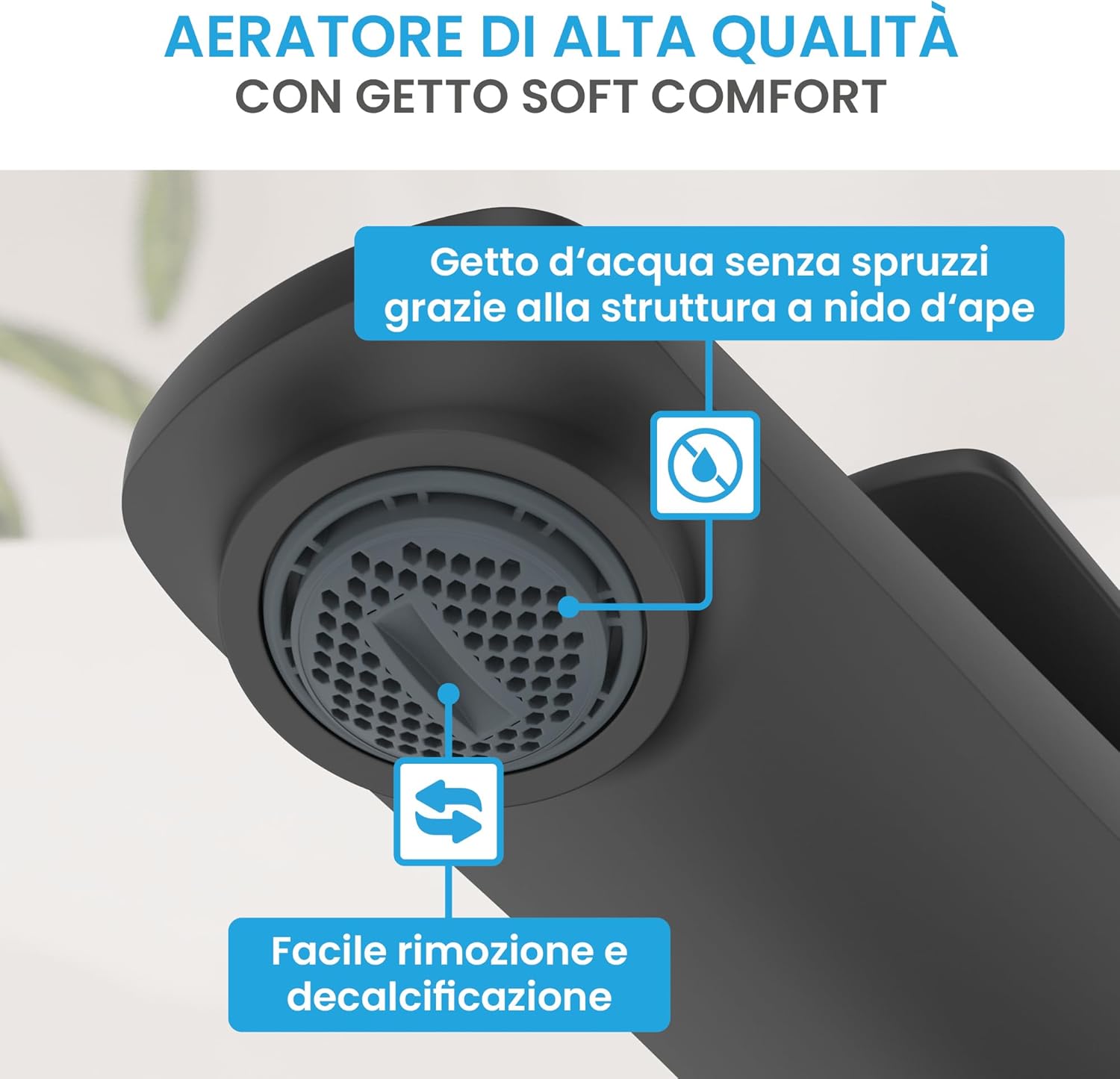 Bächlein Rubinetto per Bagno Aldeya Nero Opaco - immagine 2