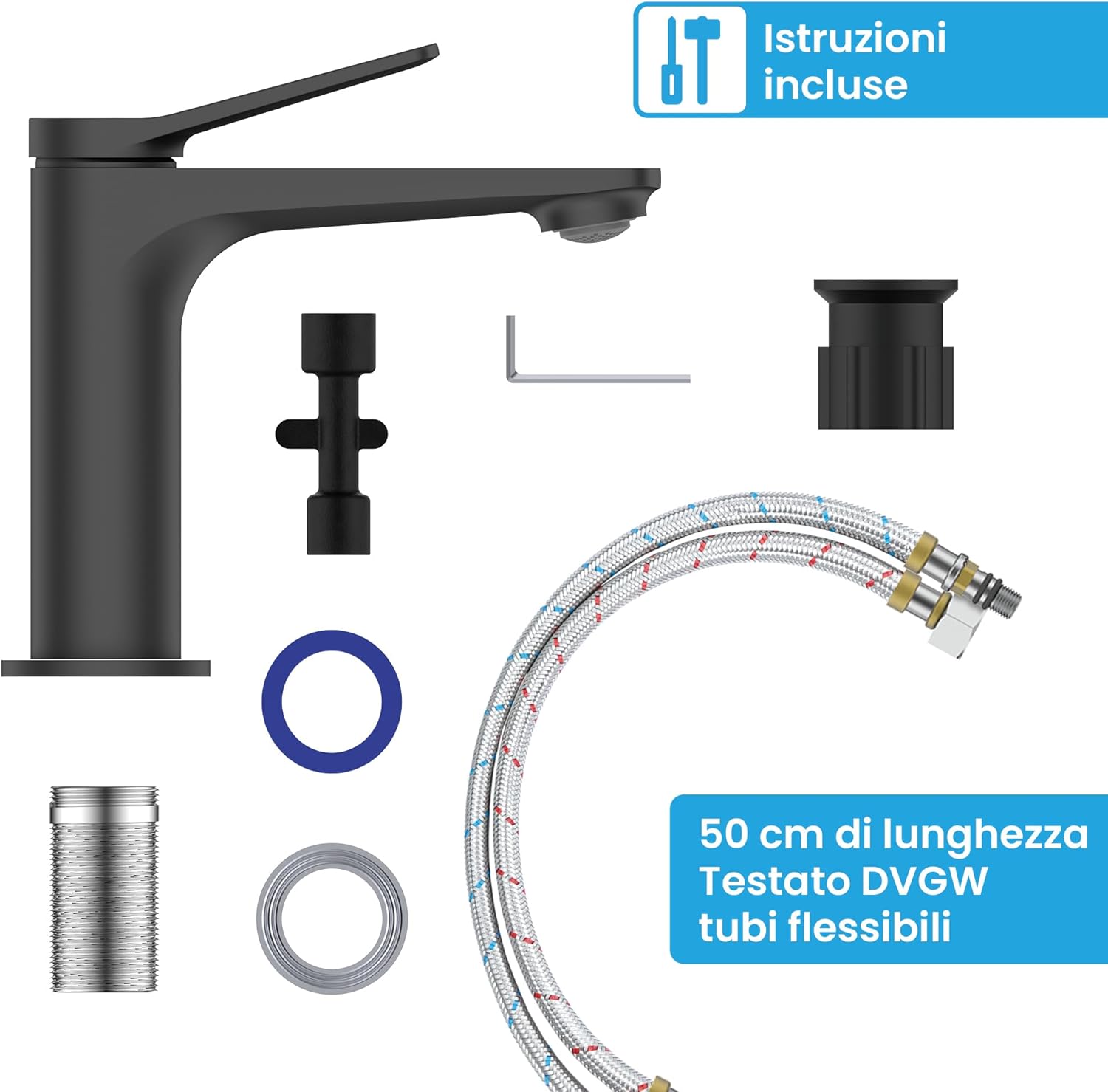 Bächlein Rubinetto per Bagno Aldeya Nero Opaco - immagine 4