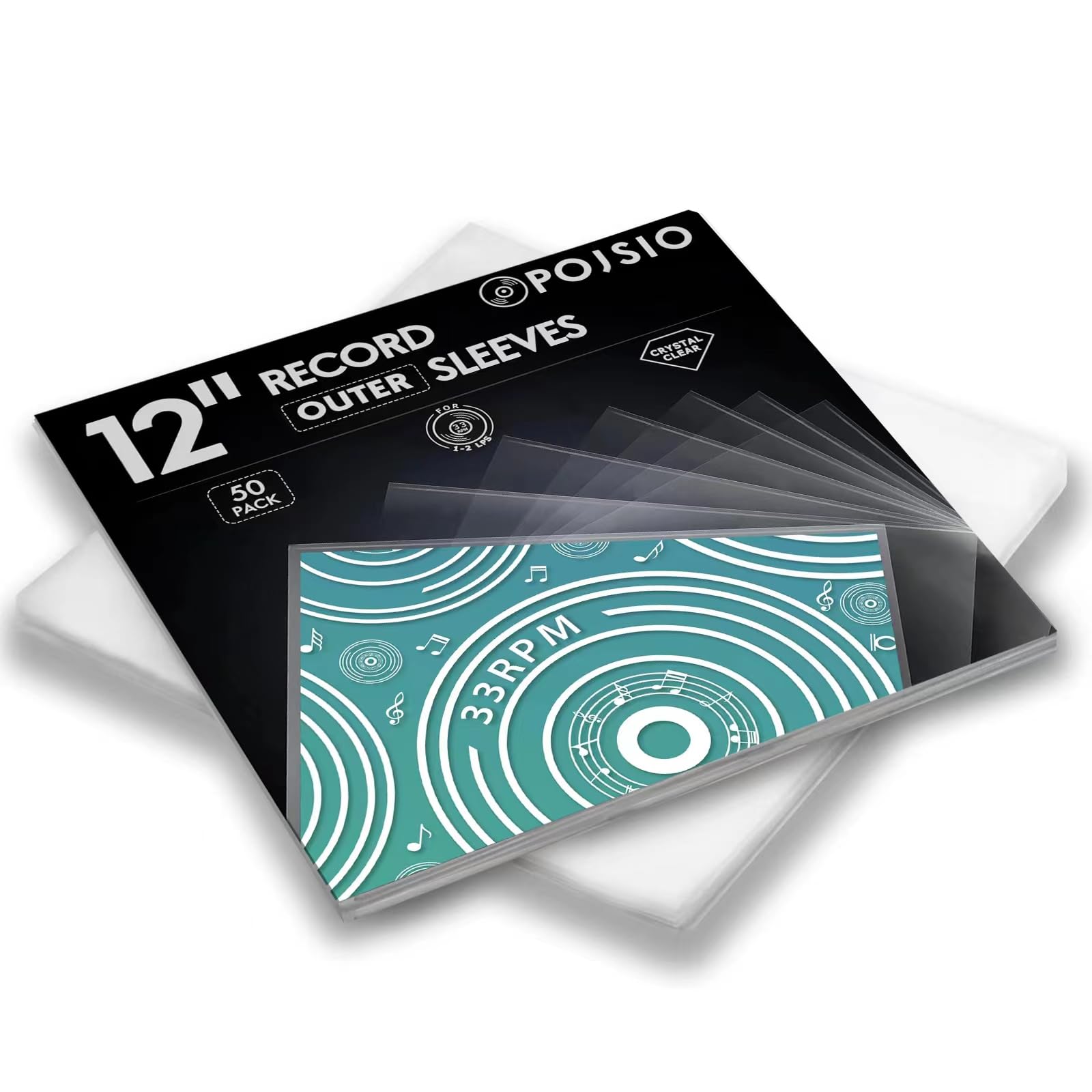 POJSIO 50 Pz. Buste Vinili 33 Giri Esterne Trasparenti