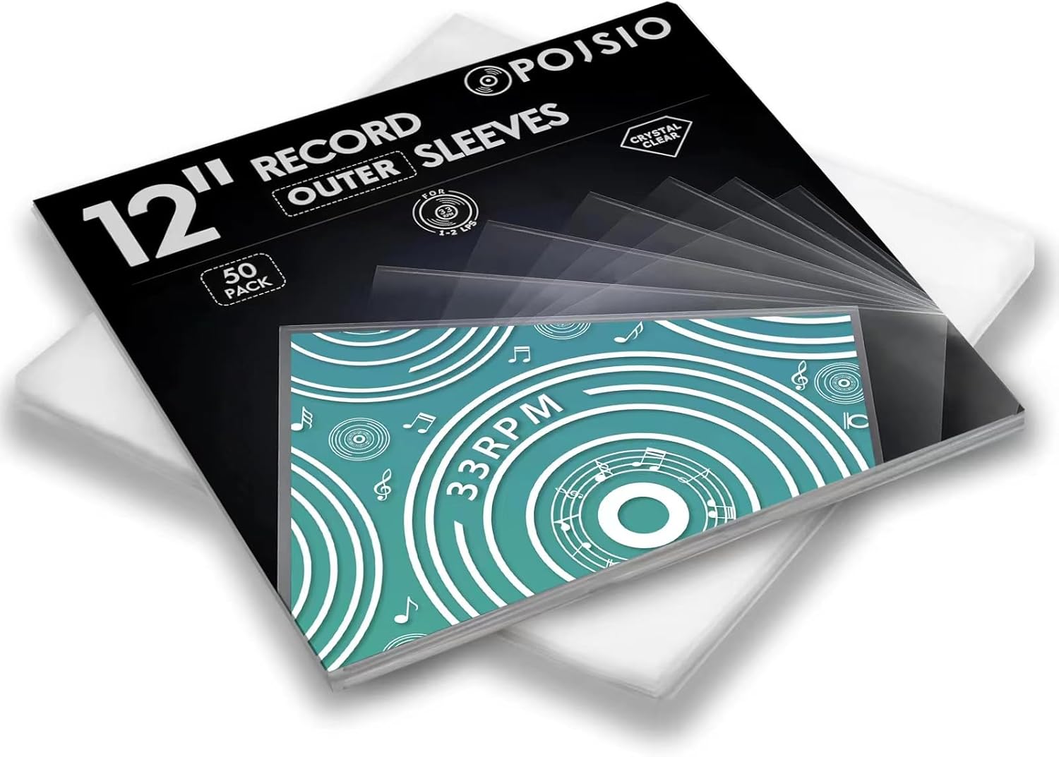 POJSIO 50 Pz. Buste Vinili 33 Giri Esterne Trasparenti - immagine 1