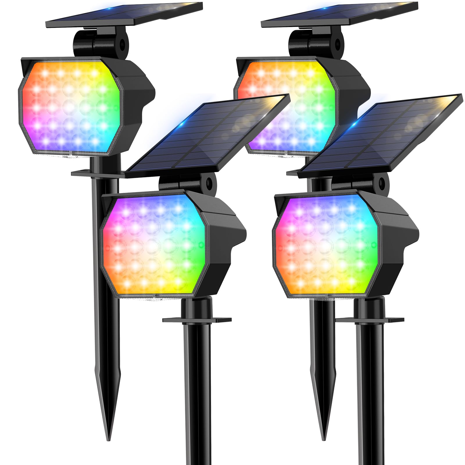 Adewalk 4 Pezzi RGB Faretti Solari da Giardino IP65
