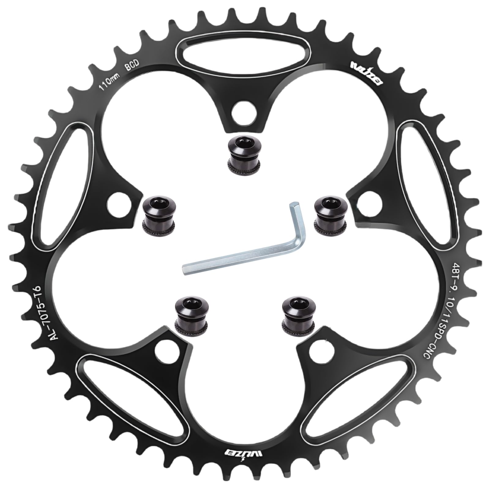 Corona 110/130 BCD 36/38/40/42/44/46/48/50/52/54/56/58/60T Corona rotonda stretta per bicicletta pieghevole con 5 viti per bici da strada pieghevole