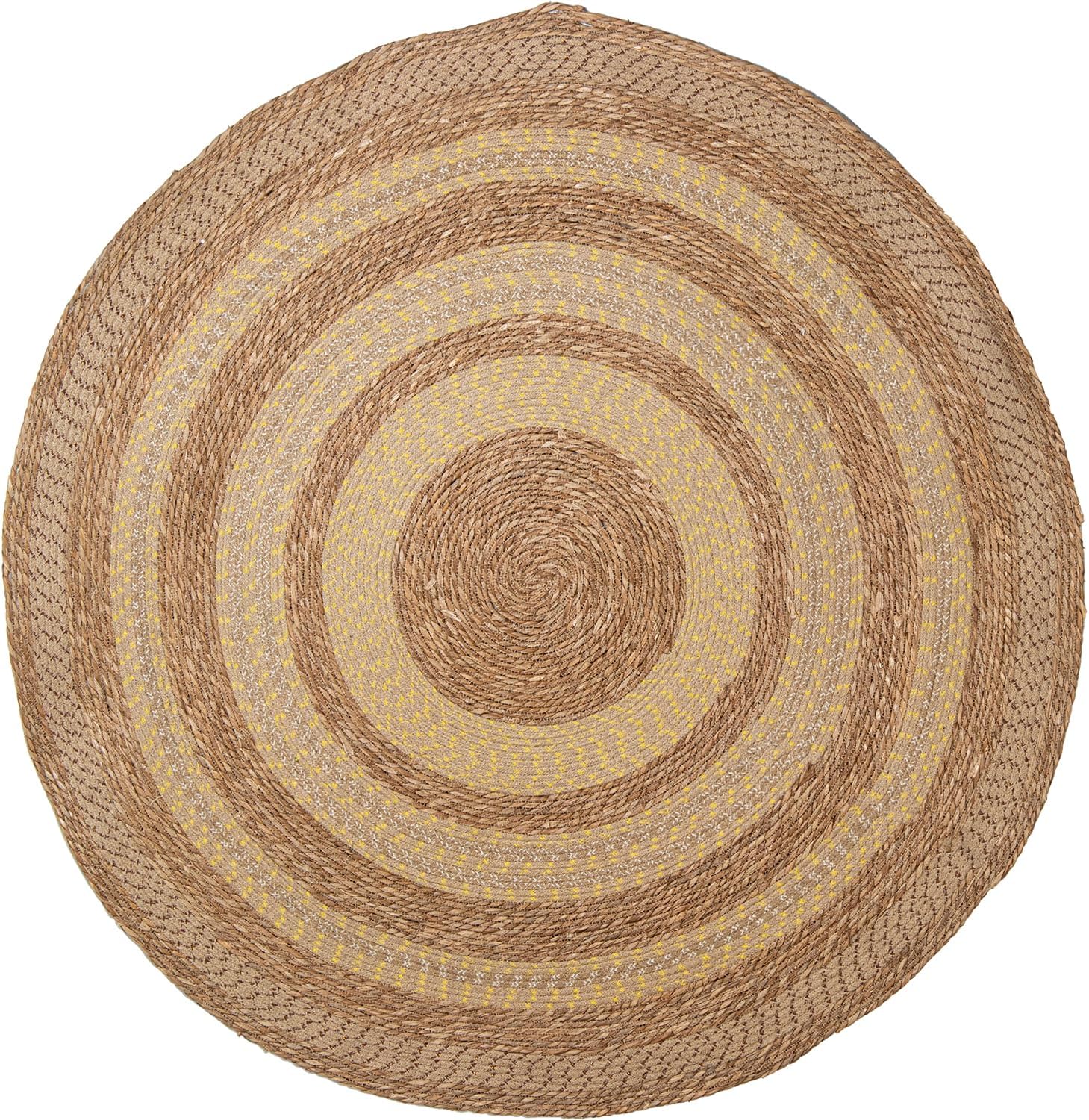 ALFOMBRA MIMBRE ø150CM NATURAL/VERDE_°150CM - immagine 1