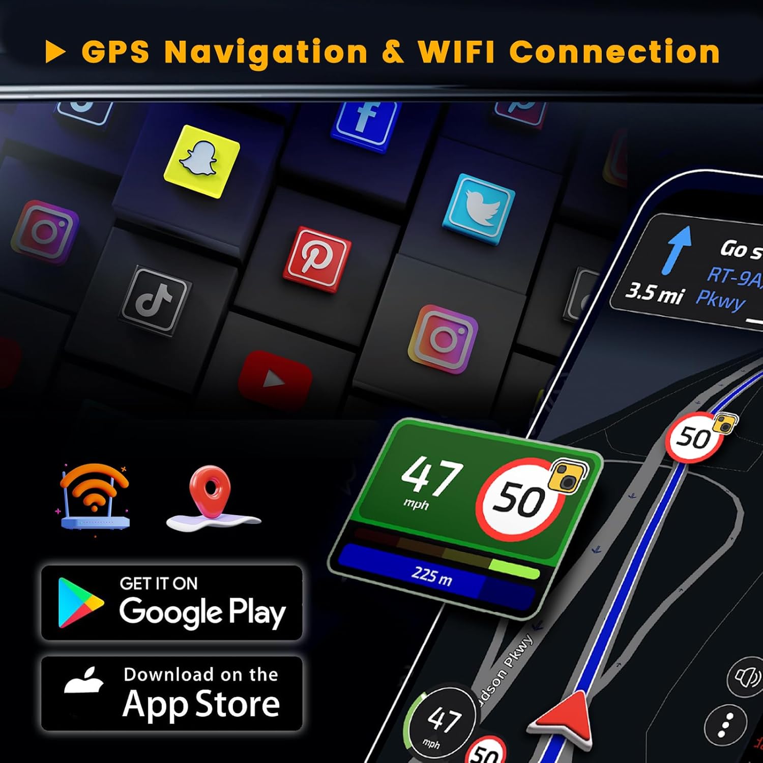 Hikity Autoradio Android 13 7'' Flip Out 1 Din - immagine 4