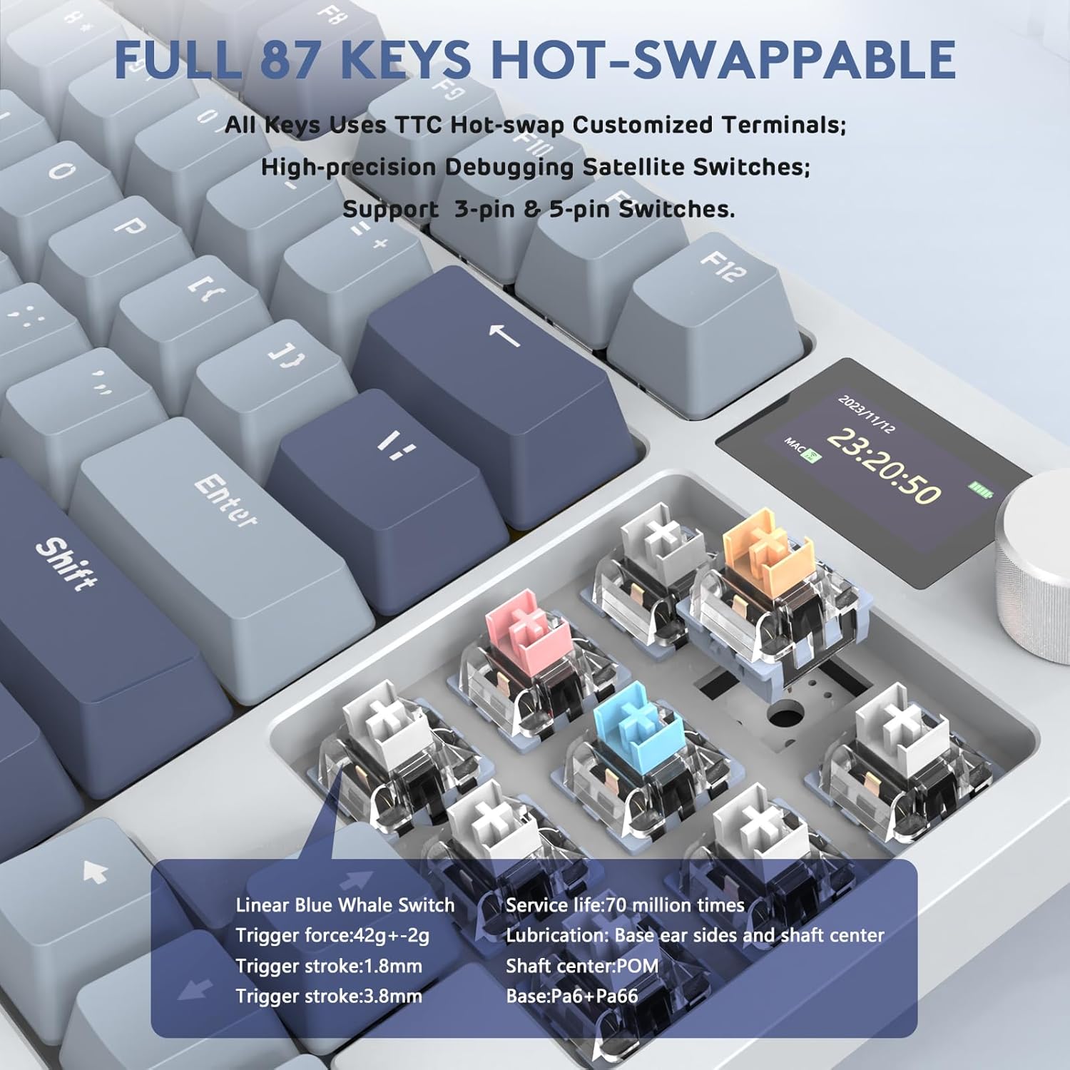 RK86Pro Tastiera Meccanica Wireless 75% TKL, BluB - immagine 5