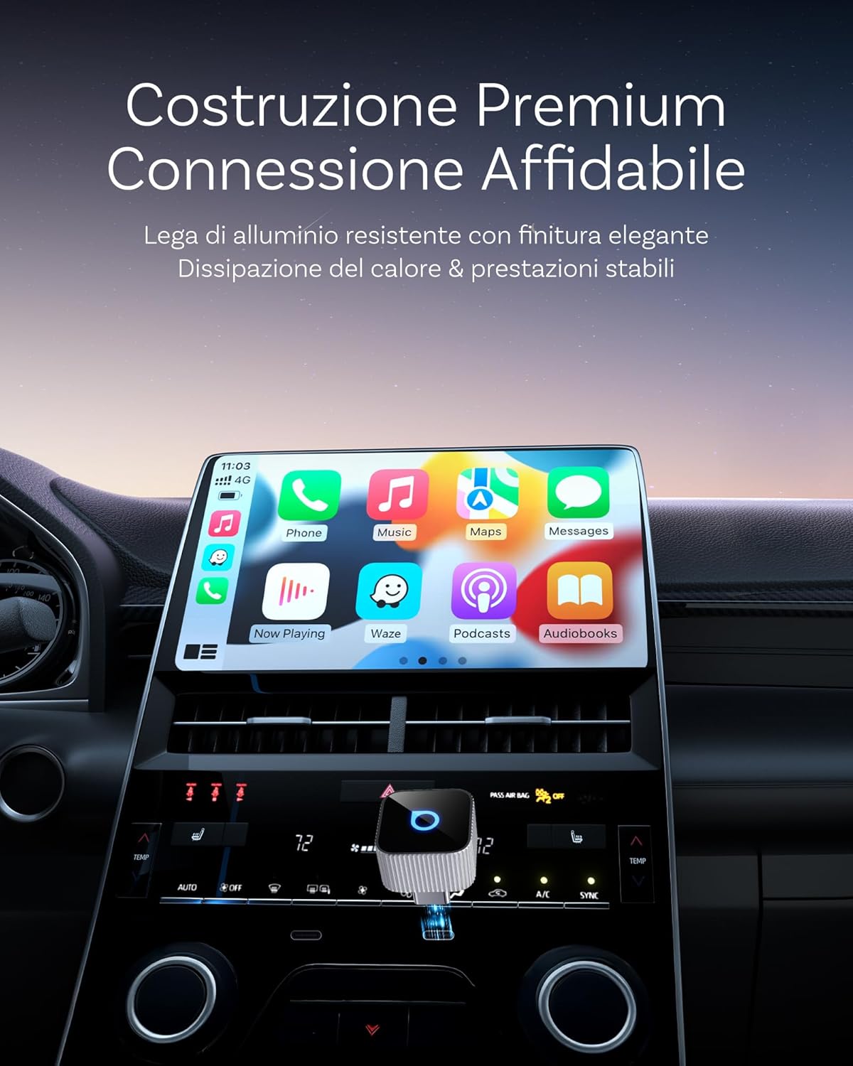 Ottocast Mini Slim - Adattatore Wireless CarPlay & Android Auto - immagine 3