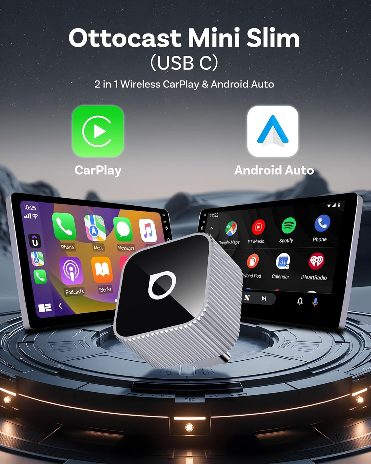 Ottocast Mini Slim - Adattatore Wireless CarPlay & Android Auto - immagine 4