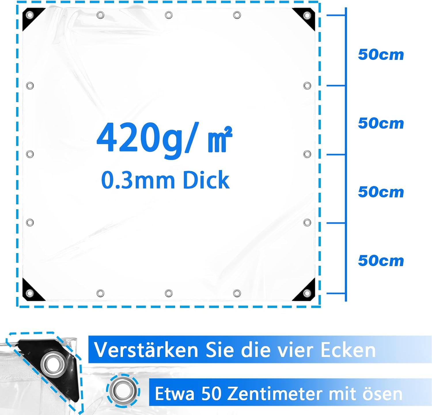 Telone impermeabile in PVC trasparente 420 g/m² - immagine 2