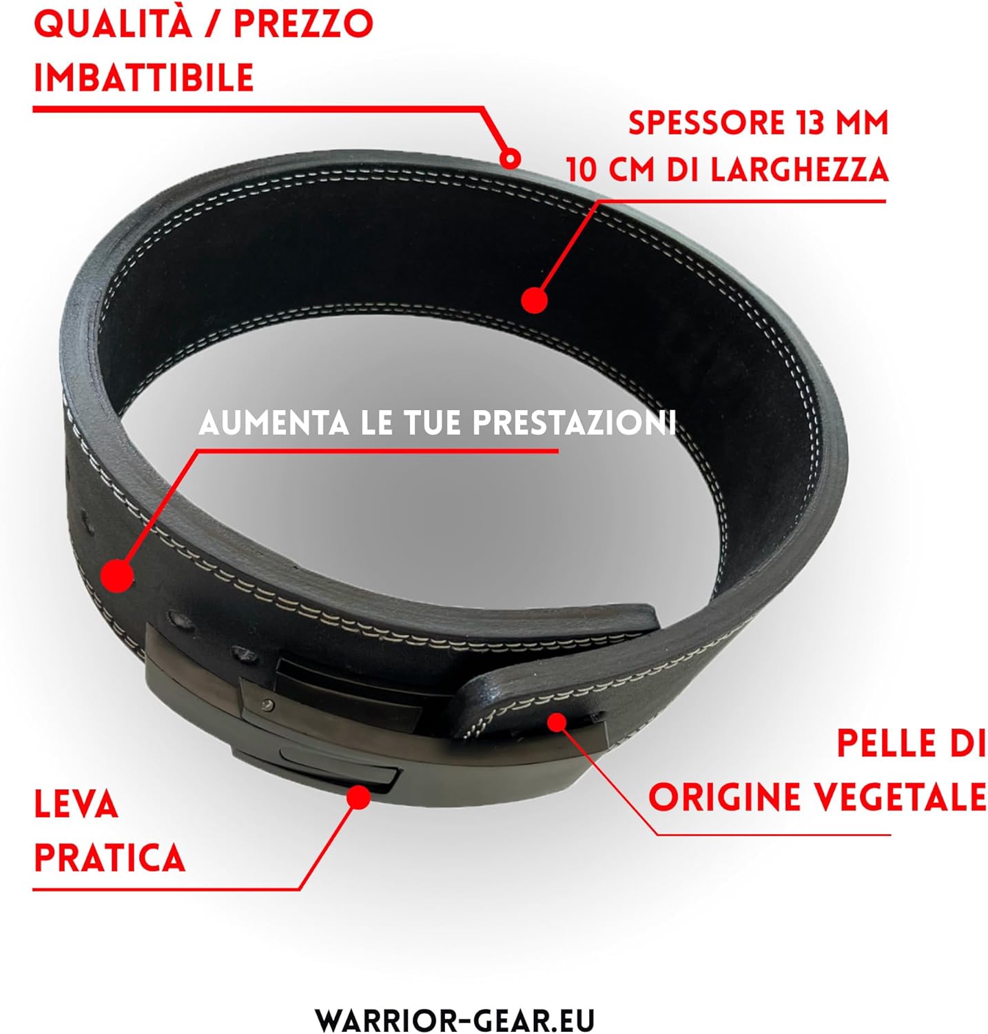 Warrior Gear Cintura a Leva 13mm per Powerlifting (M) - immagine 4