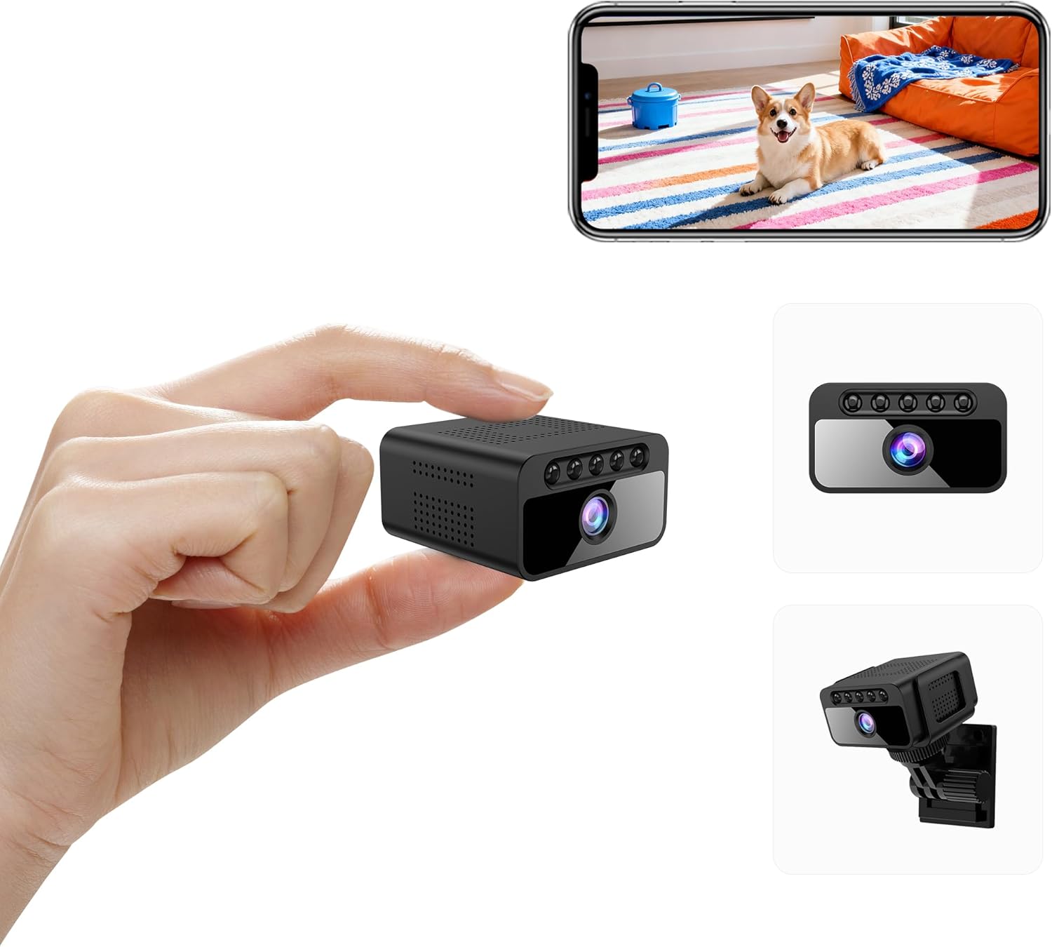 Mini Telecamera WiFi Interna 4K con Visione Notturna, Black - immagine 1