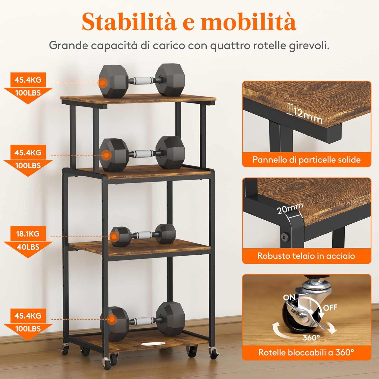 Lifewit Supporto Stampante 4 Livelli con Ruote - immagine 4